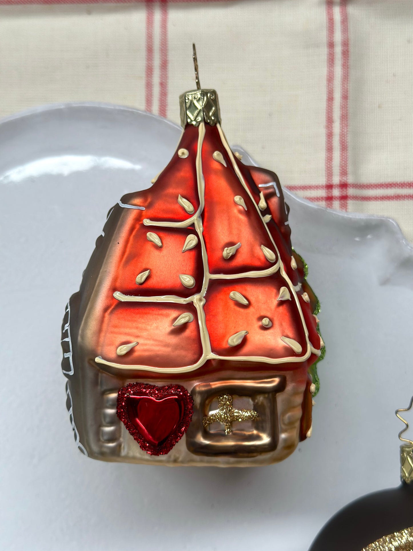 German Glass Christmas Ornaments - Gingerbread House or Acorn Bauble