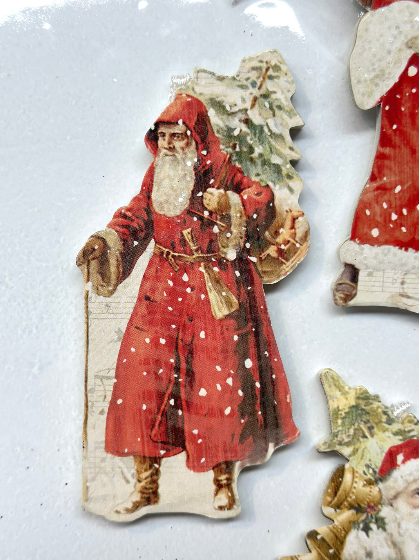 Nostalgic Wooden Santas - Set Of 4 - Woodland Christmas