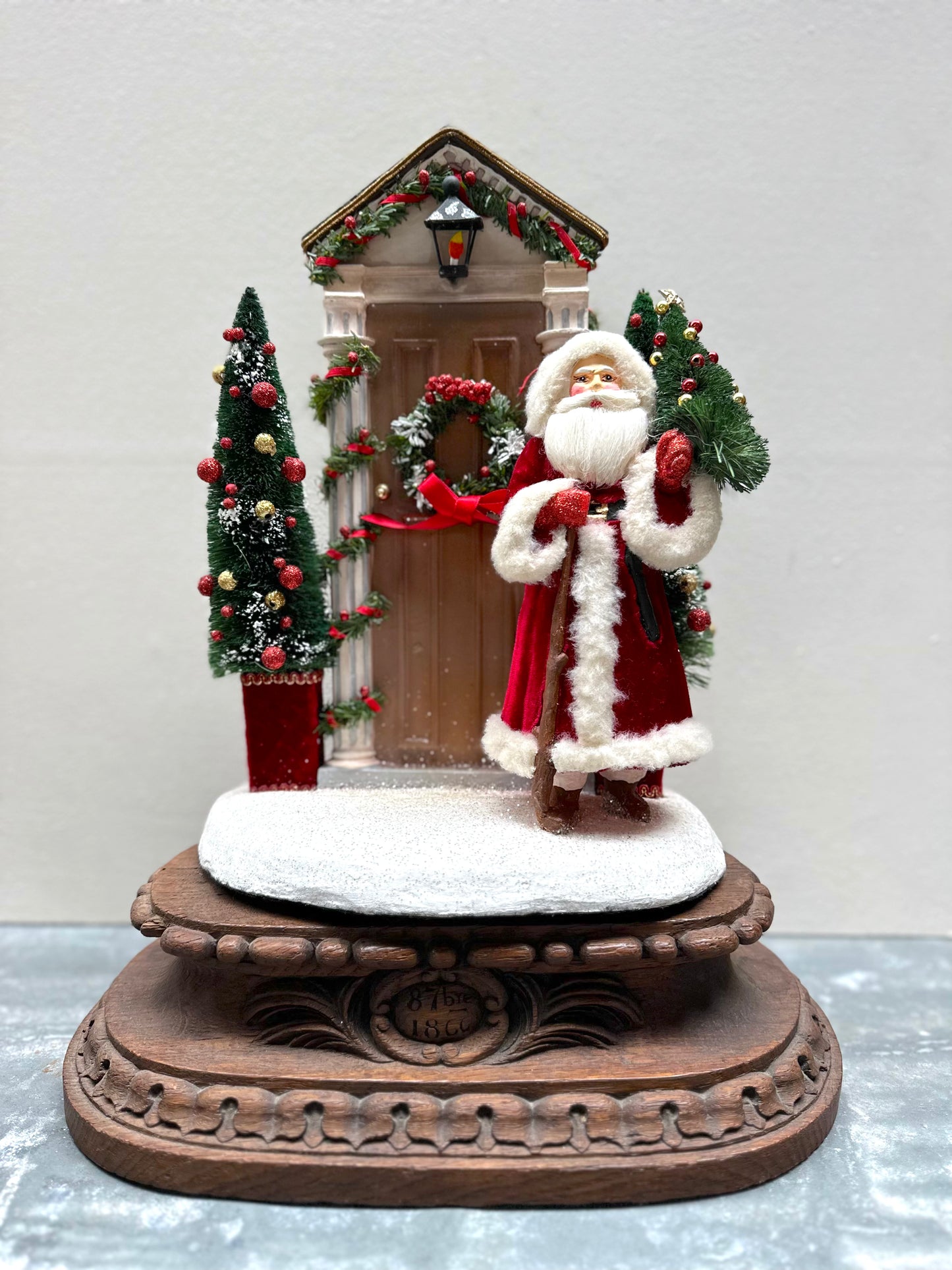 Yuletide Santa - Front Door Scene - Nostalgic Christmas