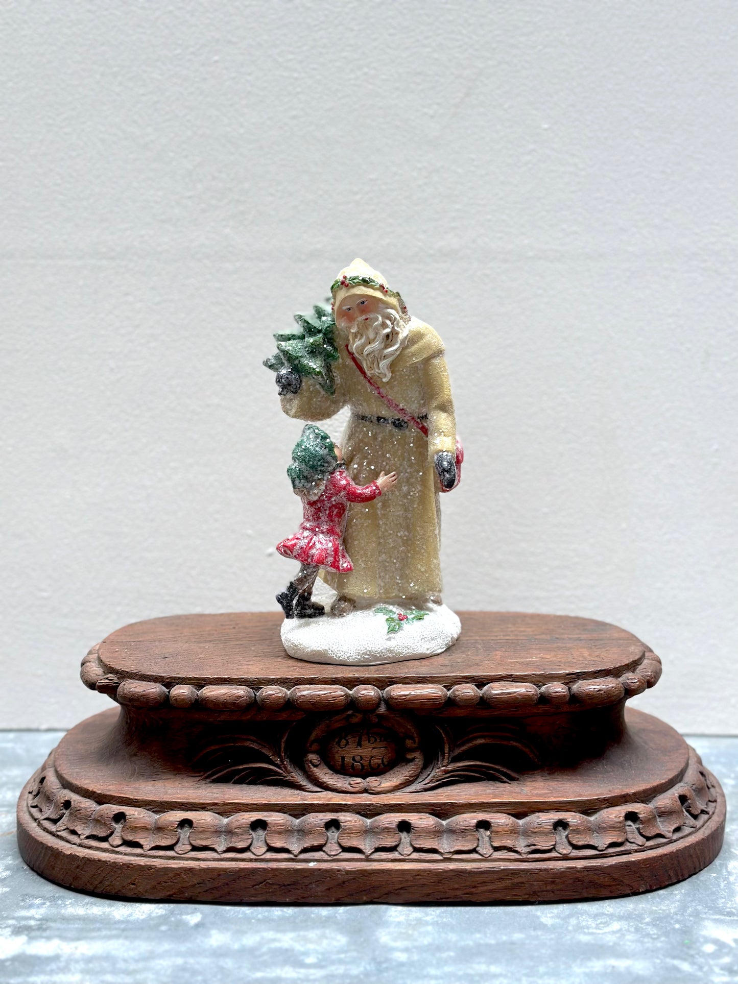 Santa & Girl - Standing Ornament - Woodland Christmas