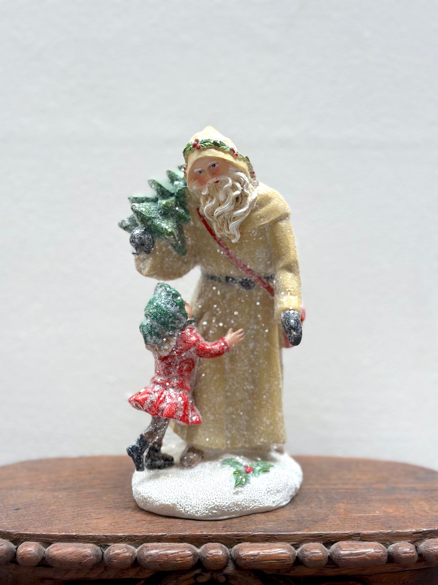 Santa & Girl - Standing Ornament - Woodland Christmas