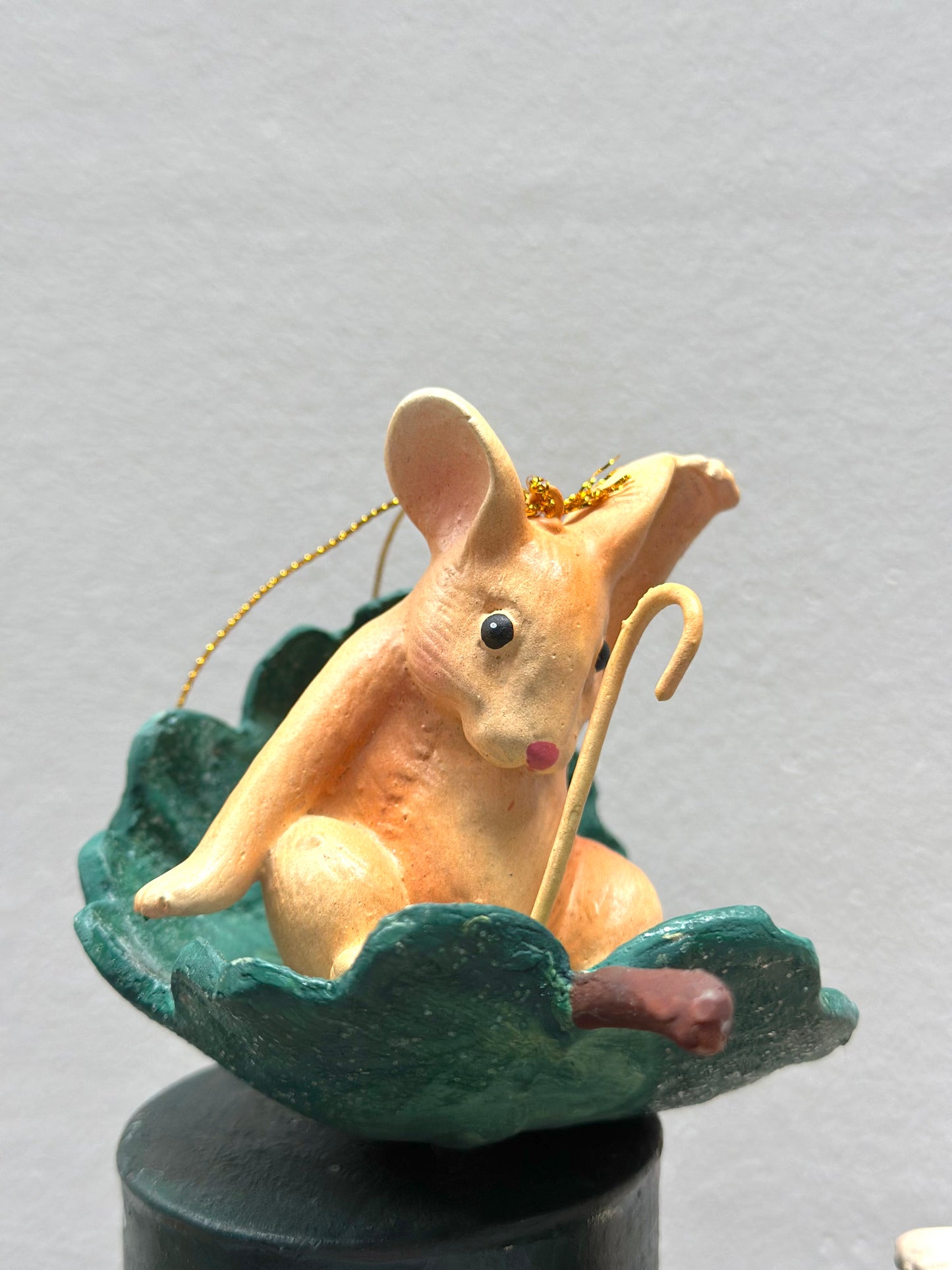 Mice on Leaves - Pair of Hanging Ornaments - Woodland Christmas