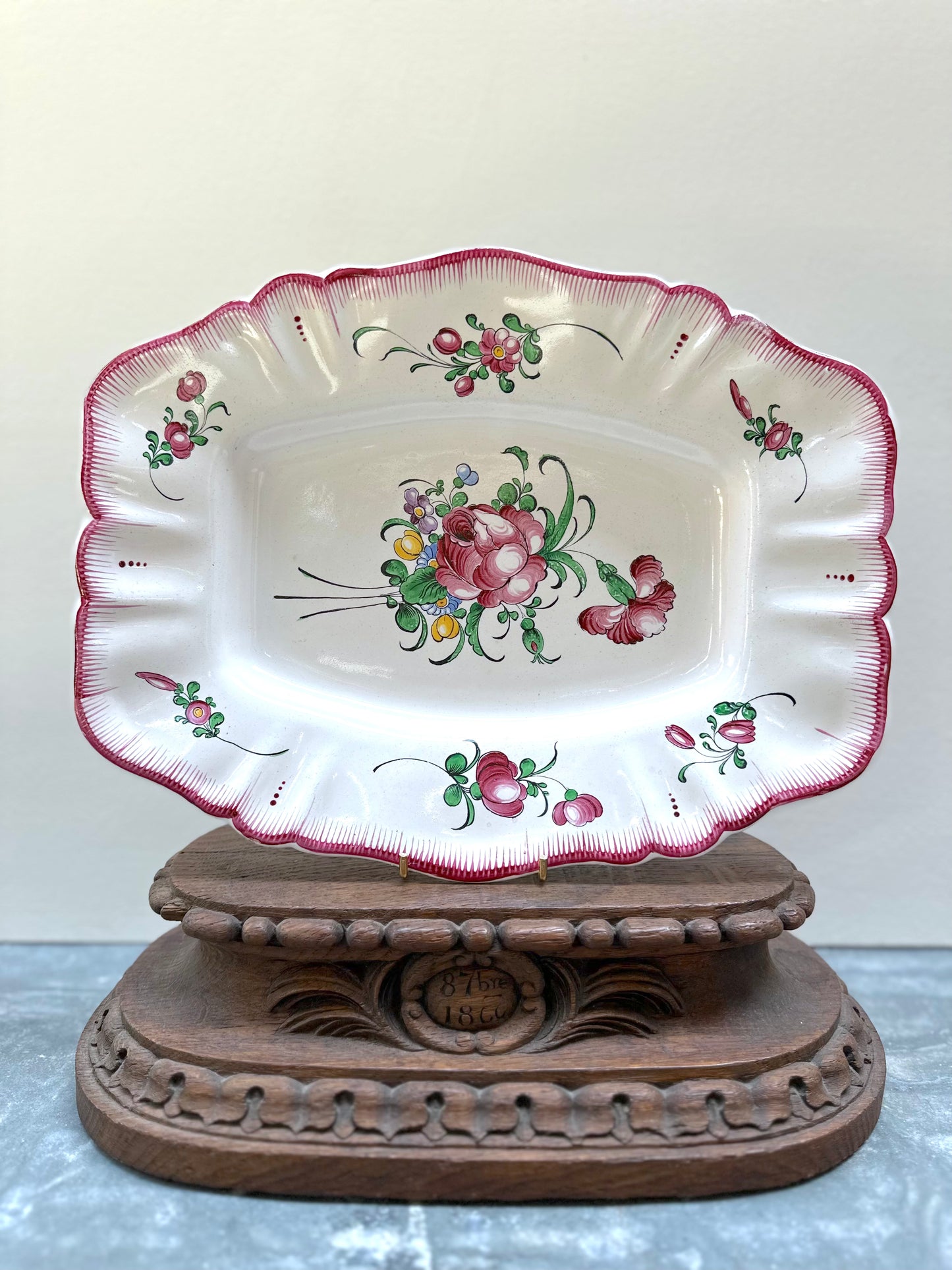 Antique French Floral Platter - Rectangle Rose