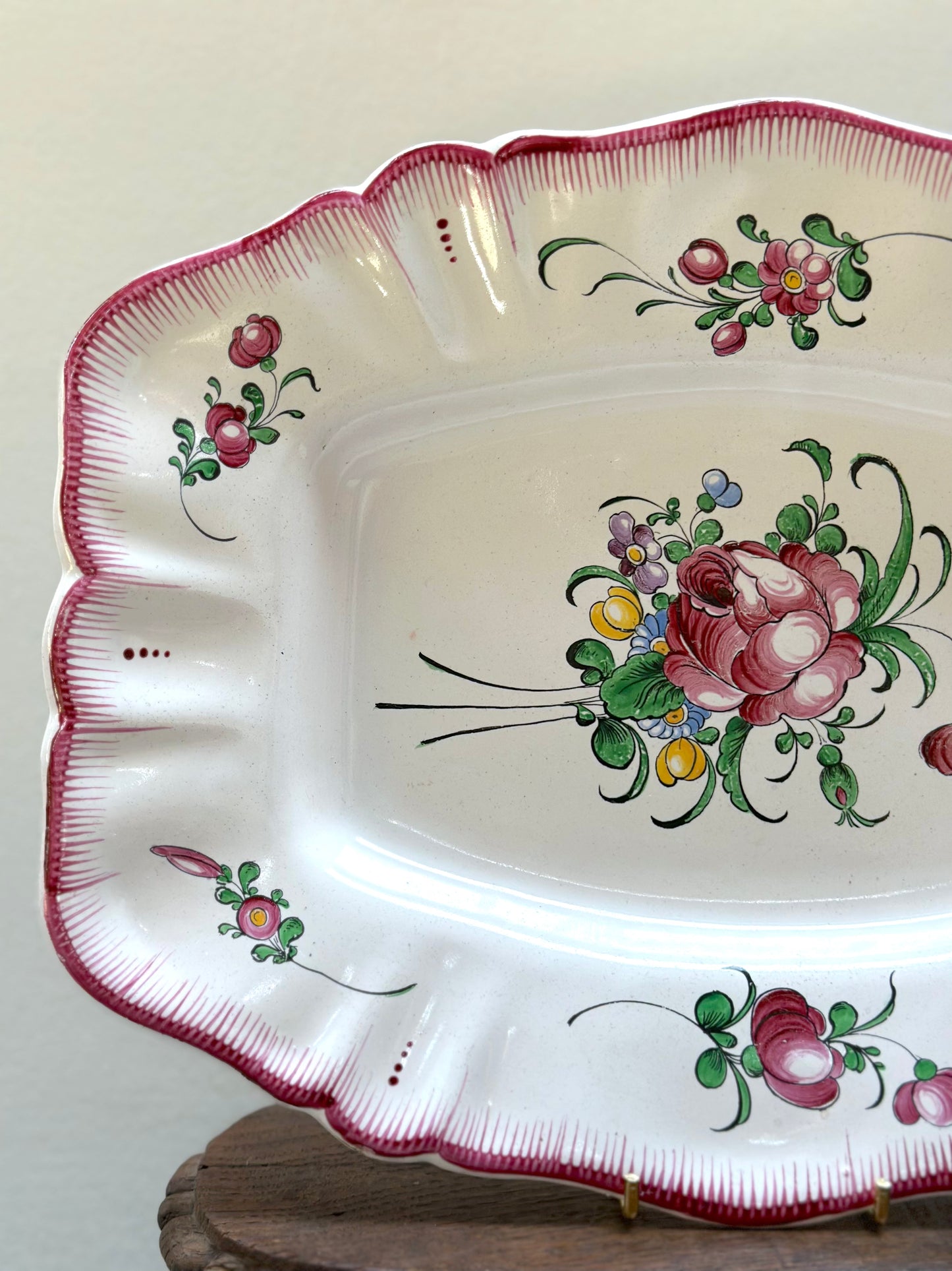 Antique French Floral Platter - Rectangle Rose