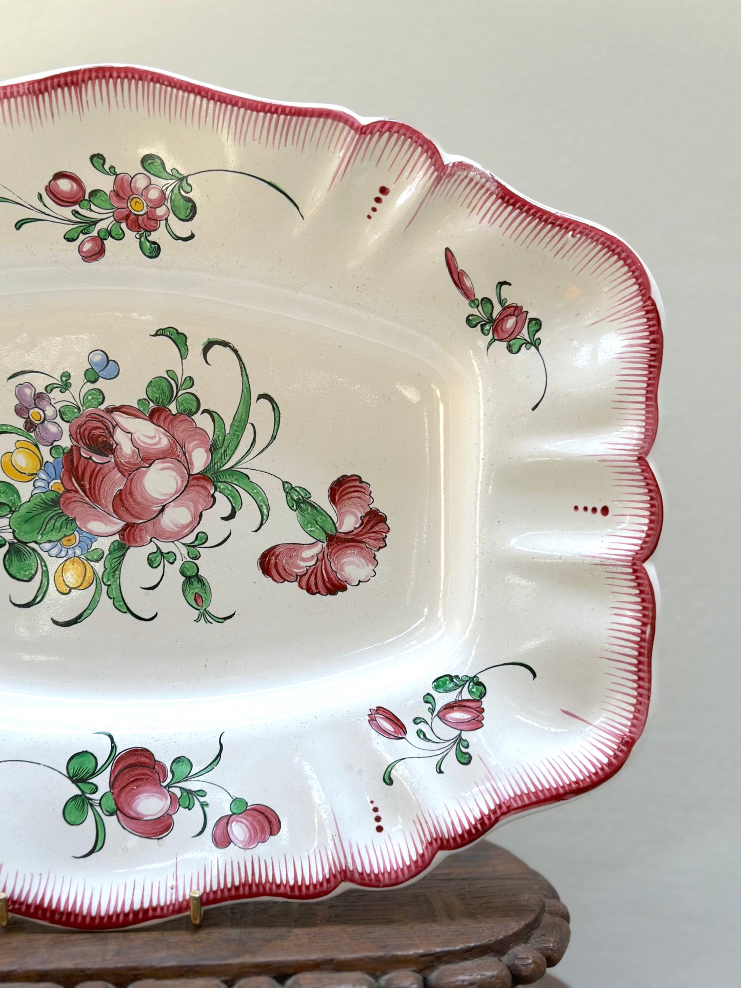 Antique French Floral Platter - Rectangle Rose