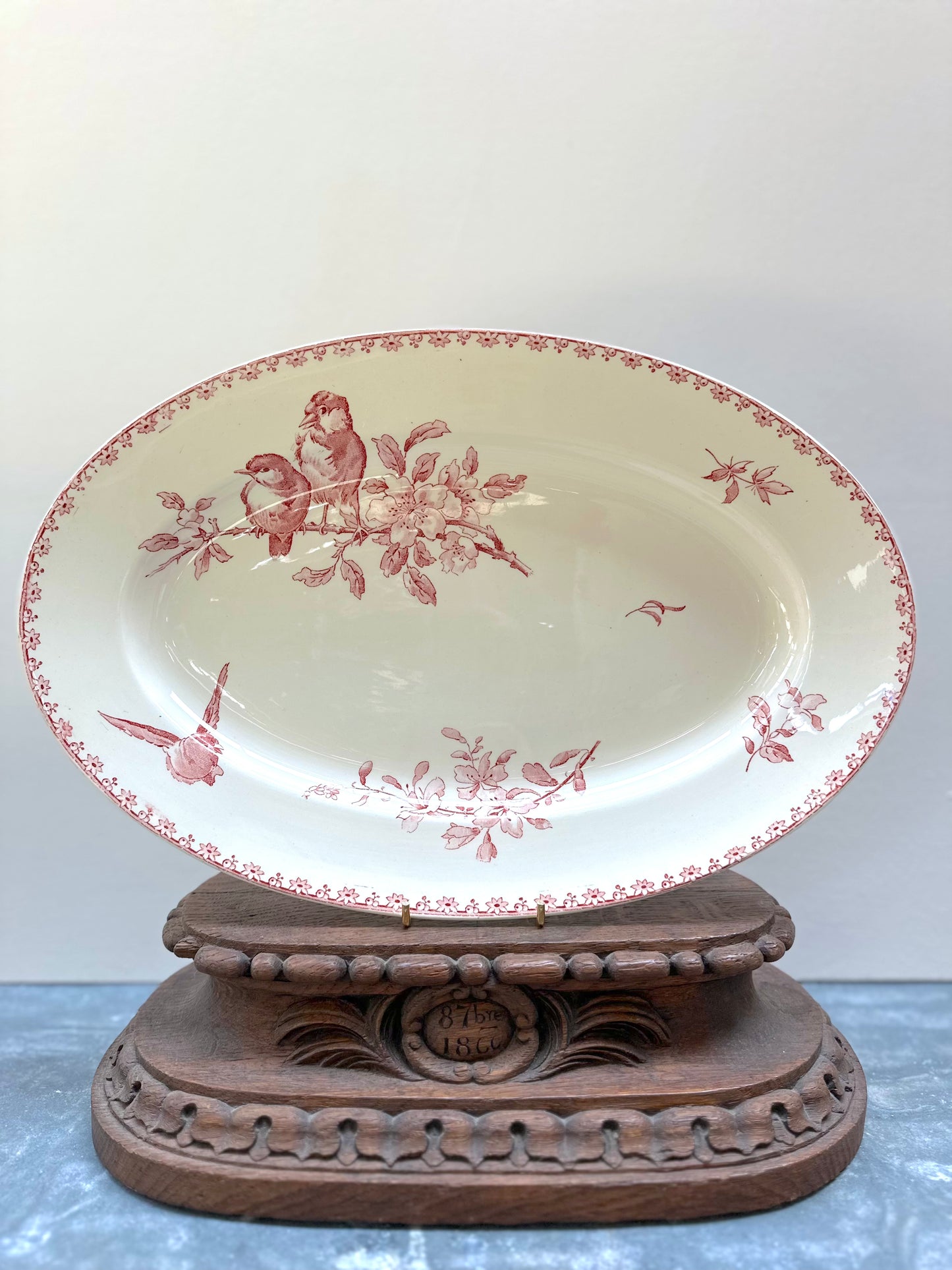 Antique French Sarreguemines 'Favori' Oval Serving Platter