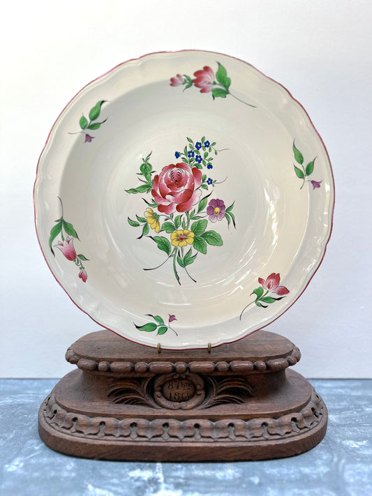 Antique French 'K&G Luneville' Floral Serving Bowl