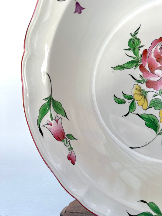 Antique French 'K&G Luneville' Floral Serving Bowl