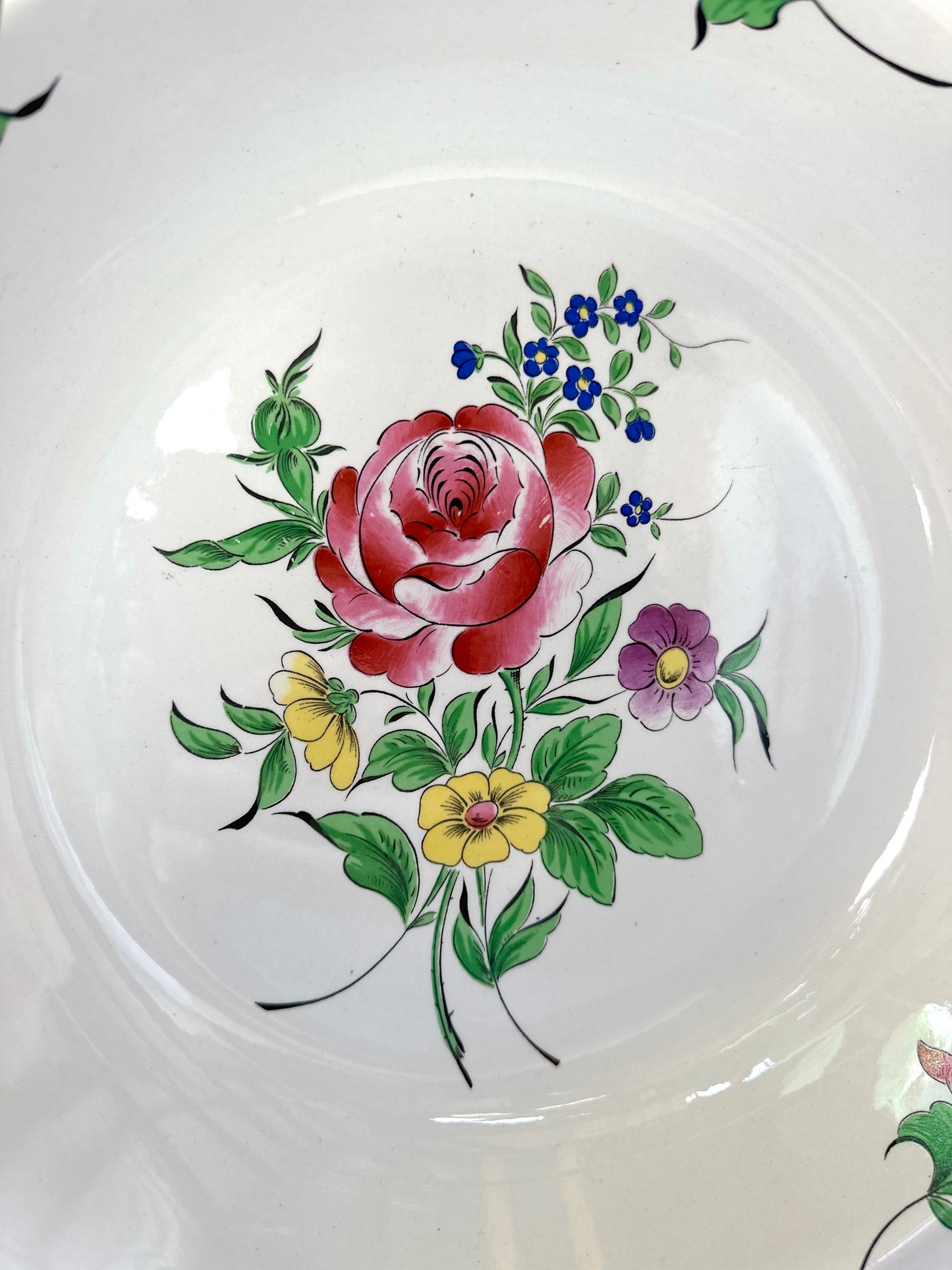 Antique French 'K&G Luneville' Floral Serving Bowl