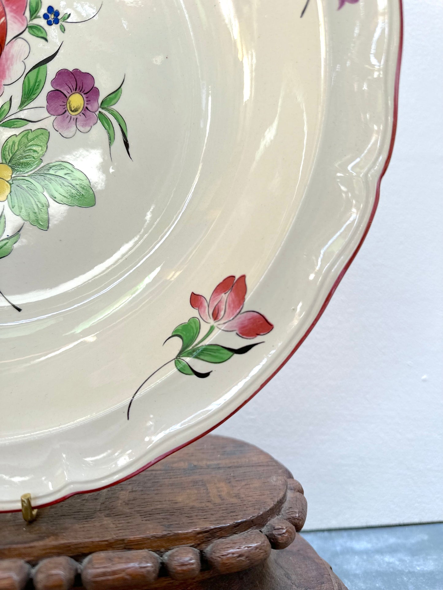 Antique French 'K&G Luneville' Floral Serving Bowl