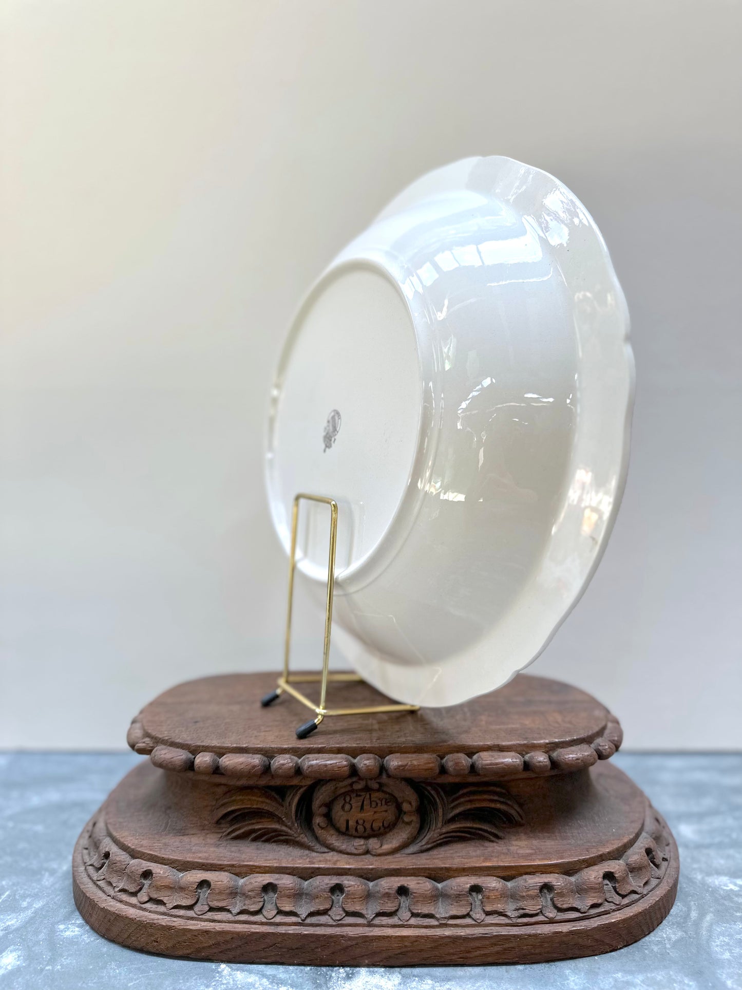 Antique French 'K&G Luneville' Floral Serving Bowl