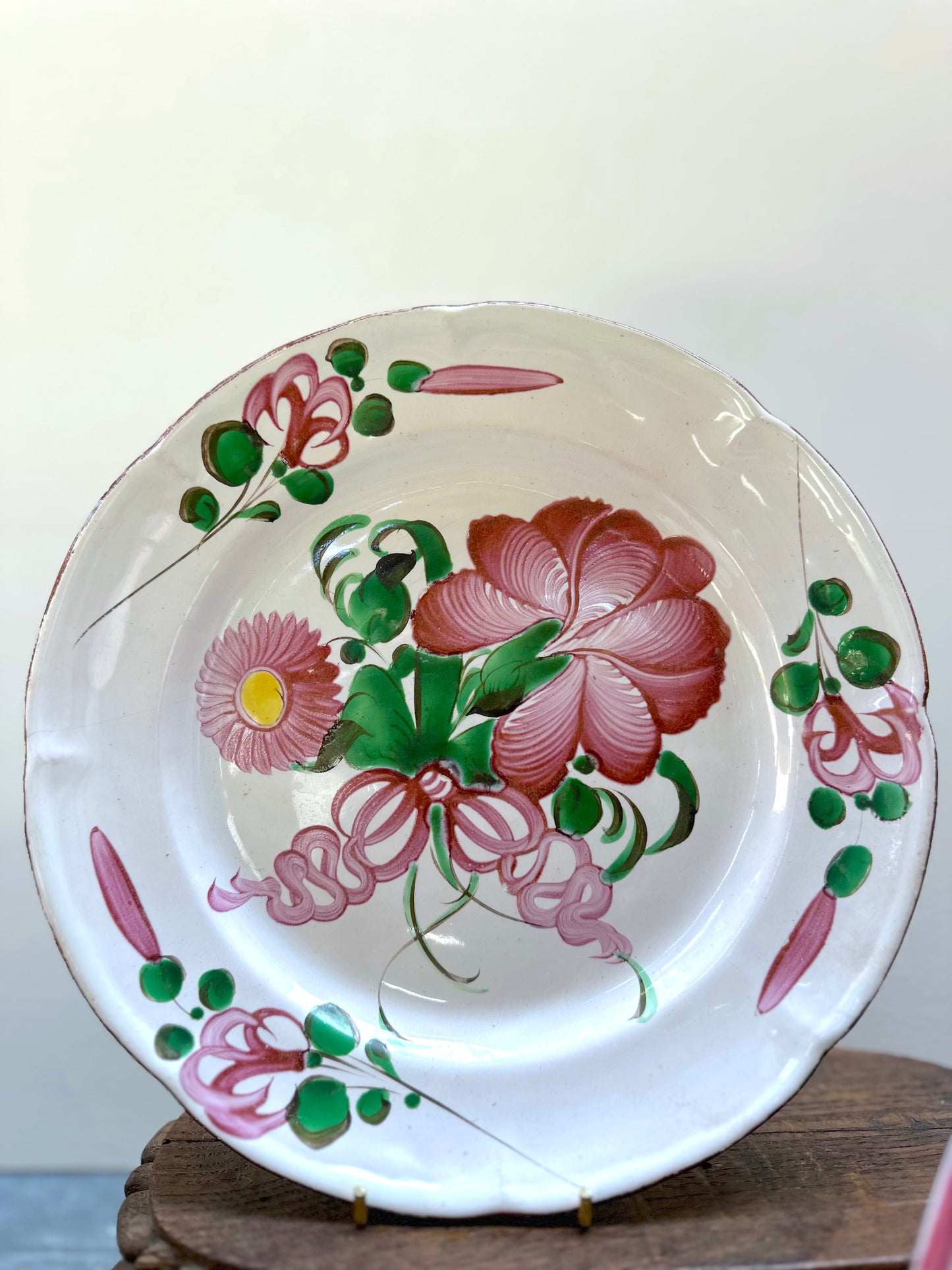 Antique French 'Luneville' Floral Plates - Rooster & Bouquet