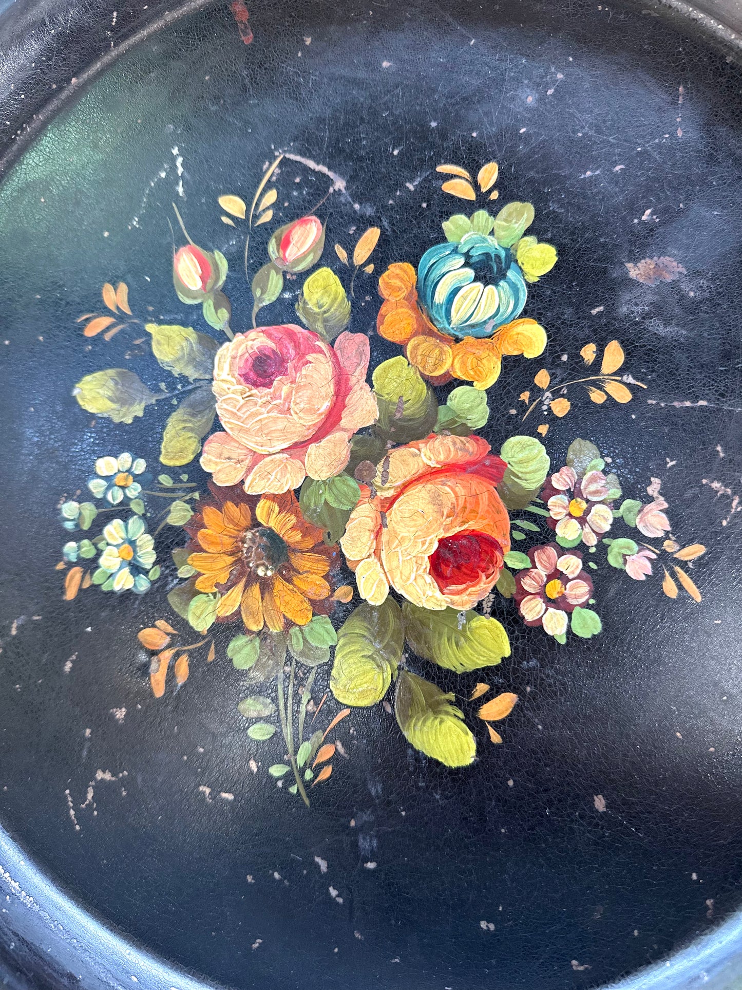Antique French Napoleon III Hand Painted Floral Trays
