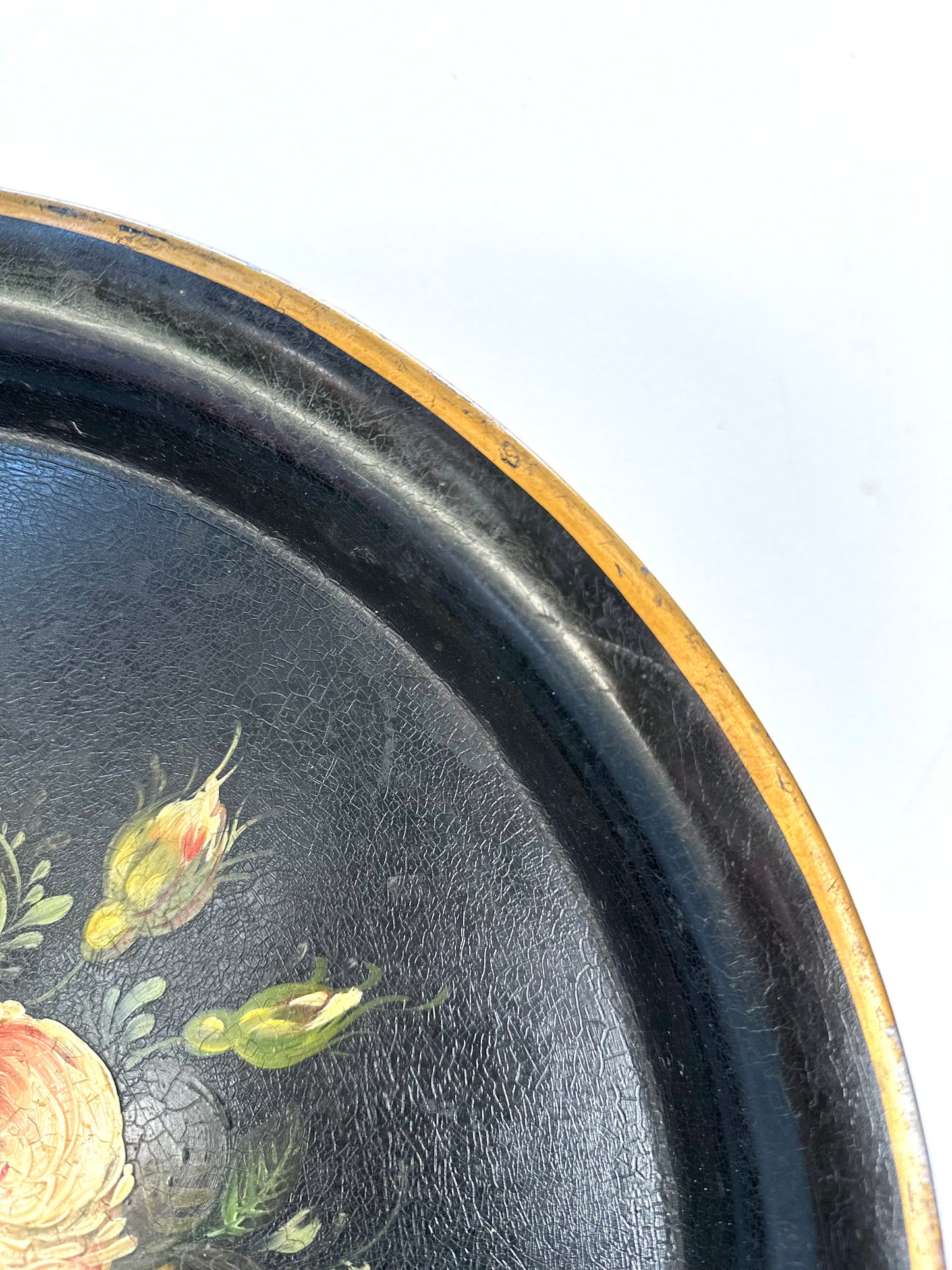 Antique French Napoleon III Hand Painted Floral Trays