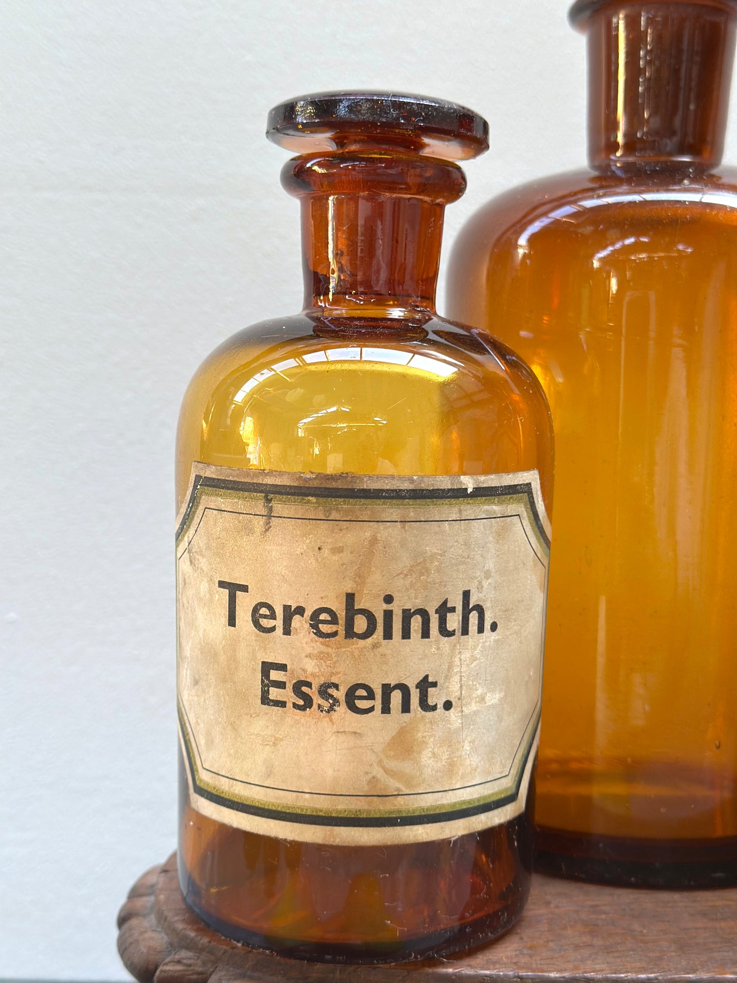 Antique French Set of Apothocary Bottles - Amber Glass I