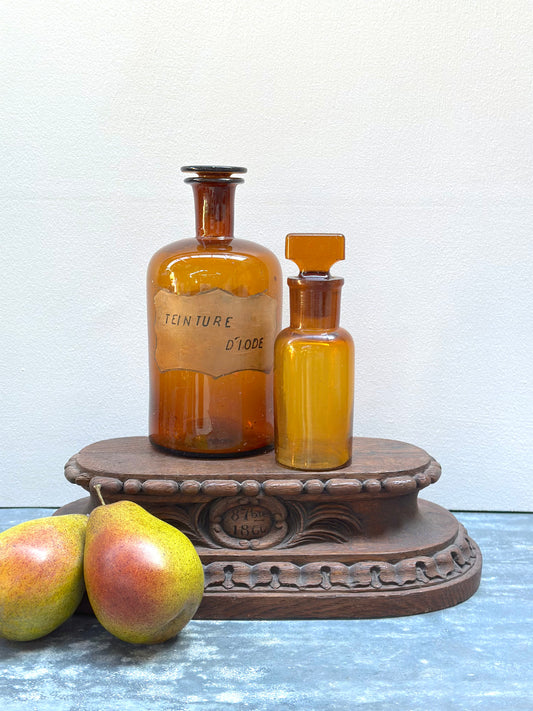 Antique French Set of Apothocary Bottles - Amber Glass II