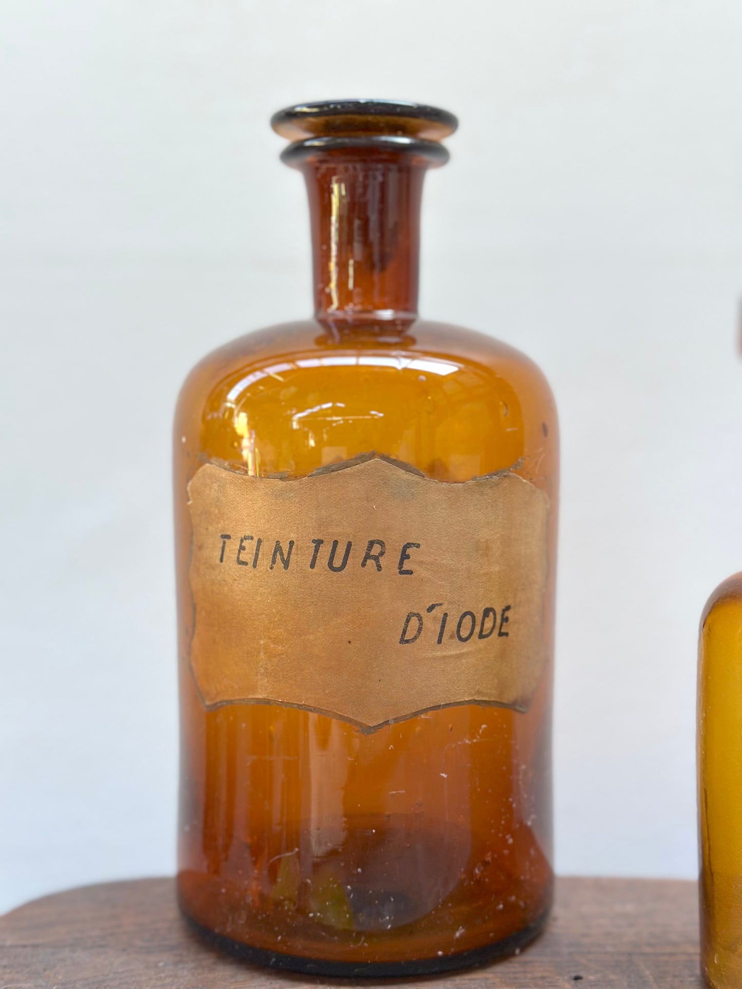 Antique French Set of Apothocary Bottles - Amber Glass II