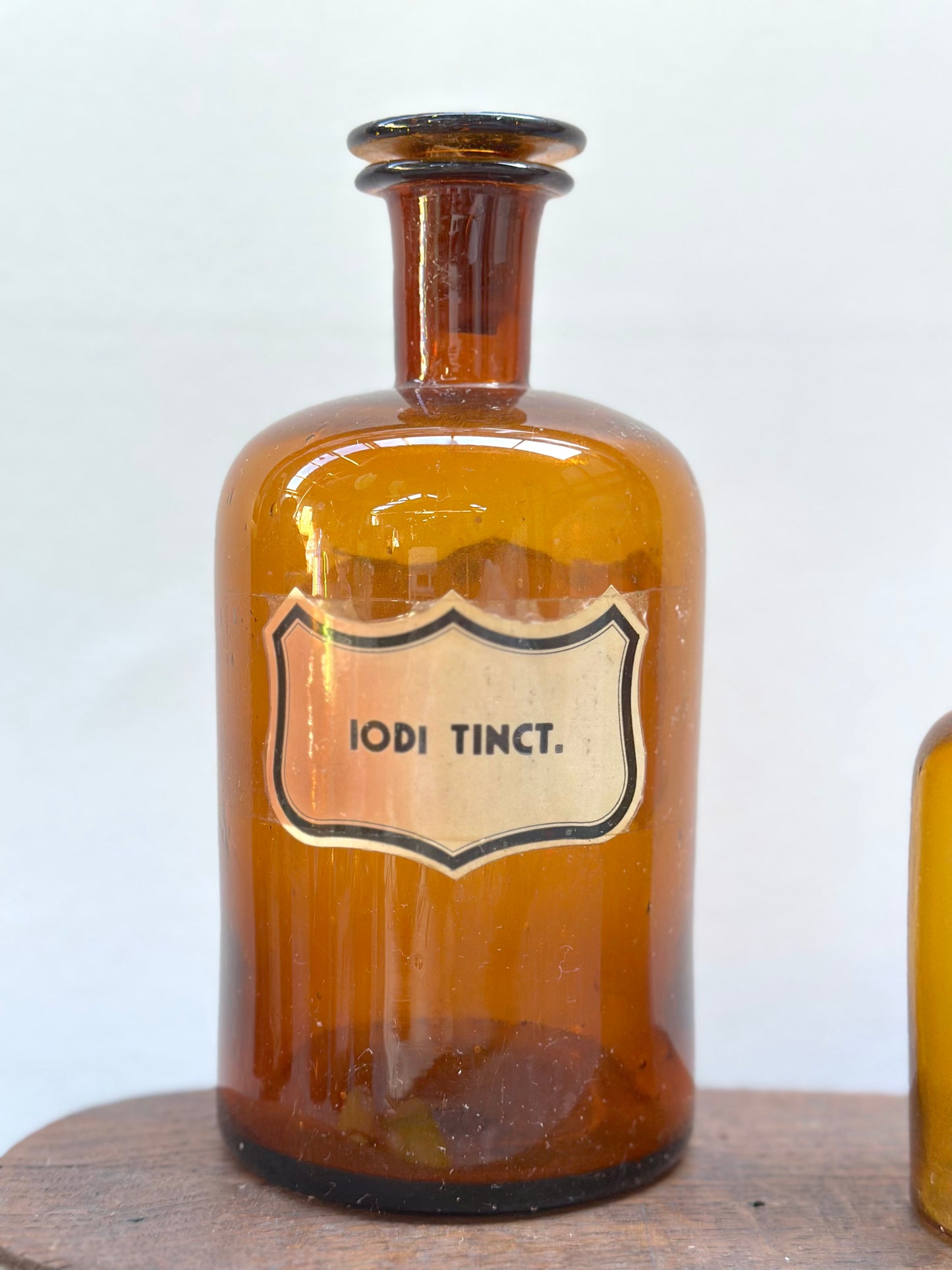 Antique French Set of Apothocary Bottles - Amber Glass II