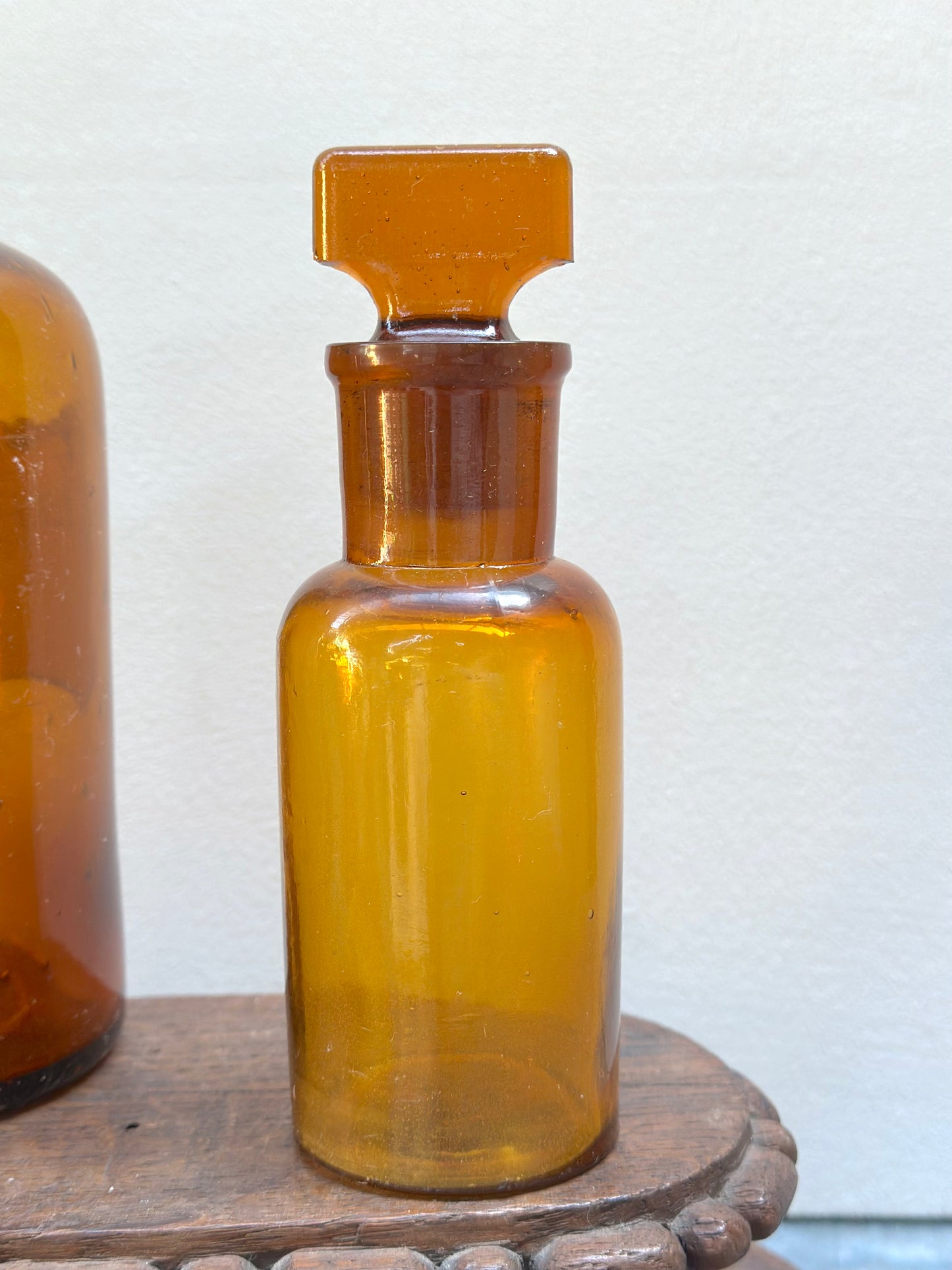 Antique French Set of Apothocary Bottles - Amber Glass II