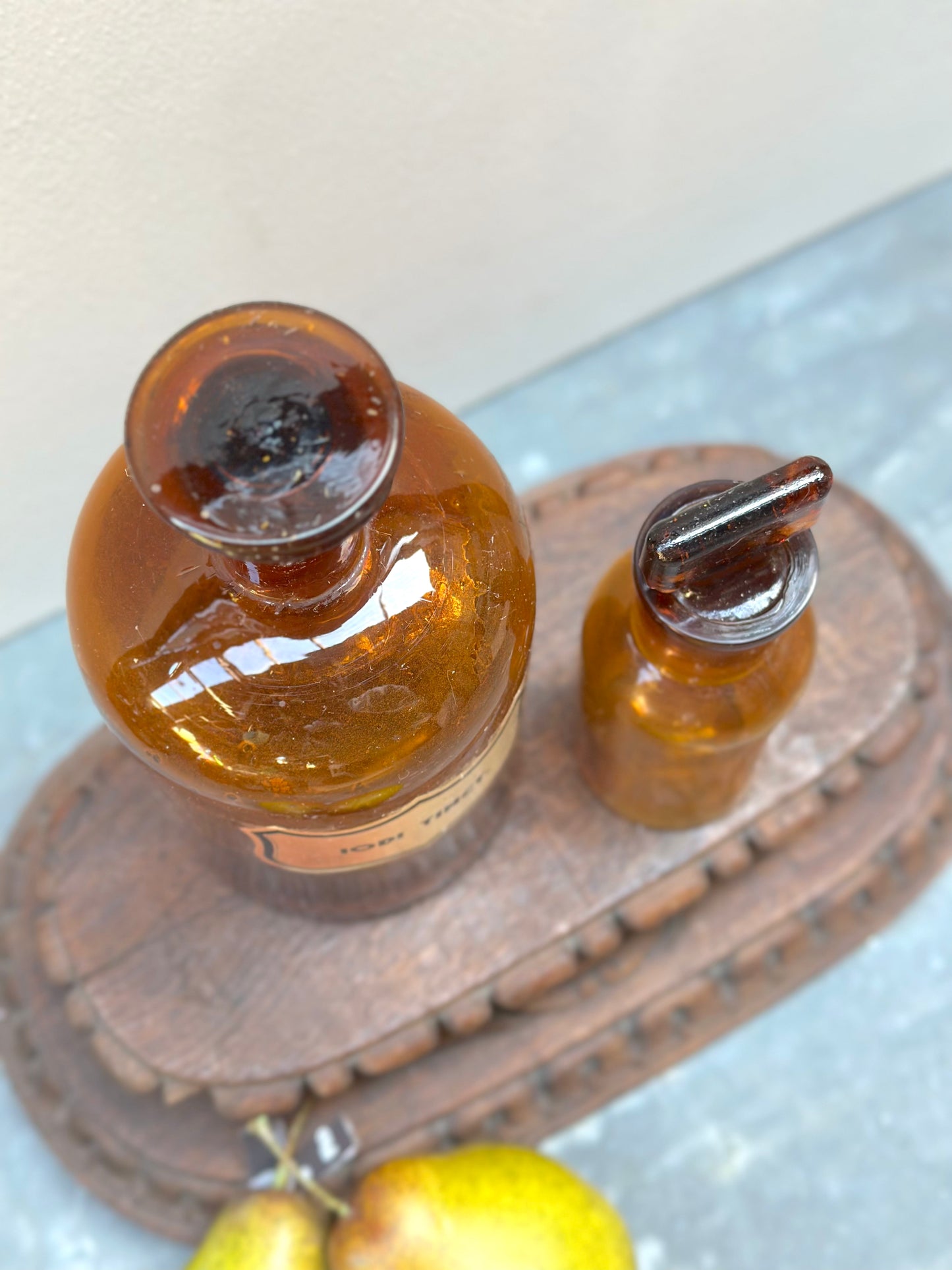 Antique French Set of Apothocary Bottles - Amber Glass II
