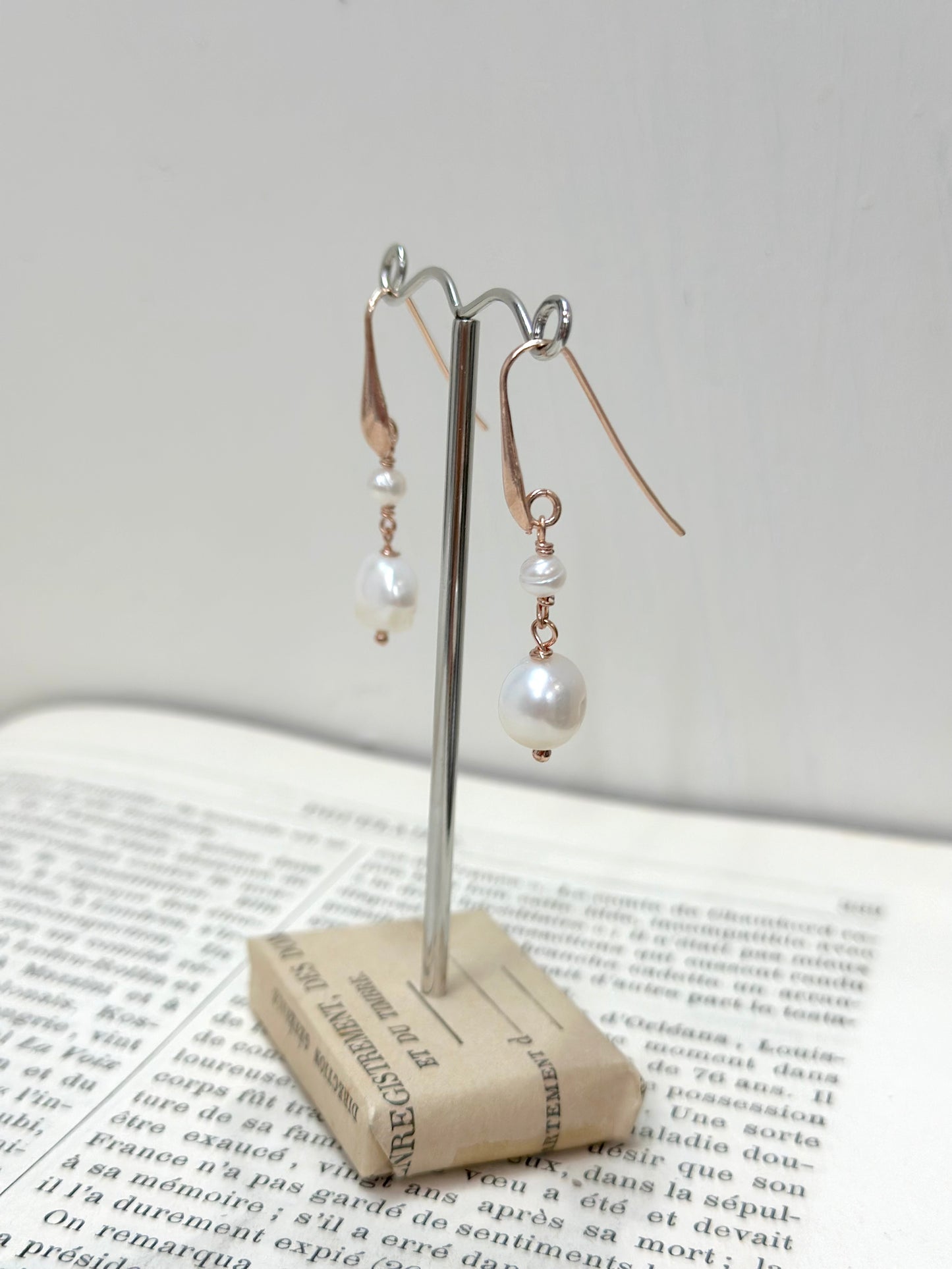 Italian Double Pearl Drop Earrings