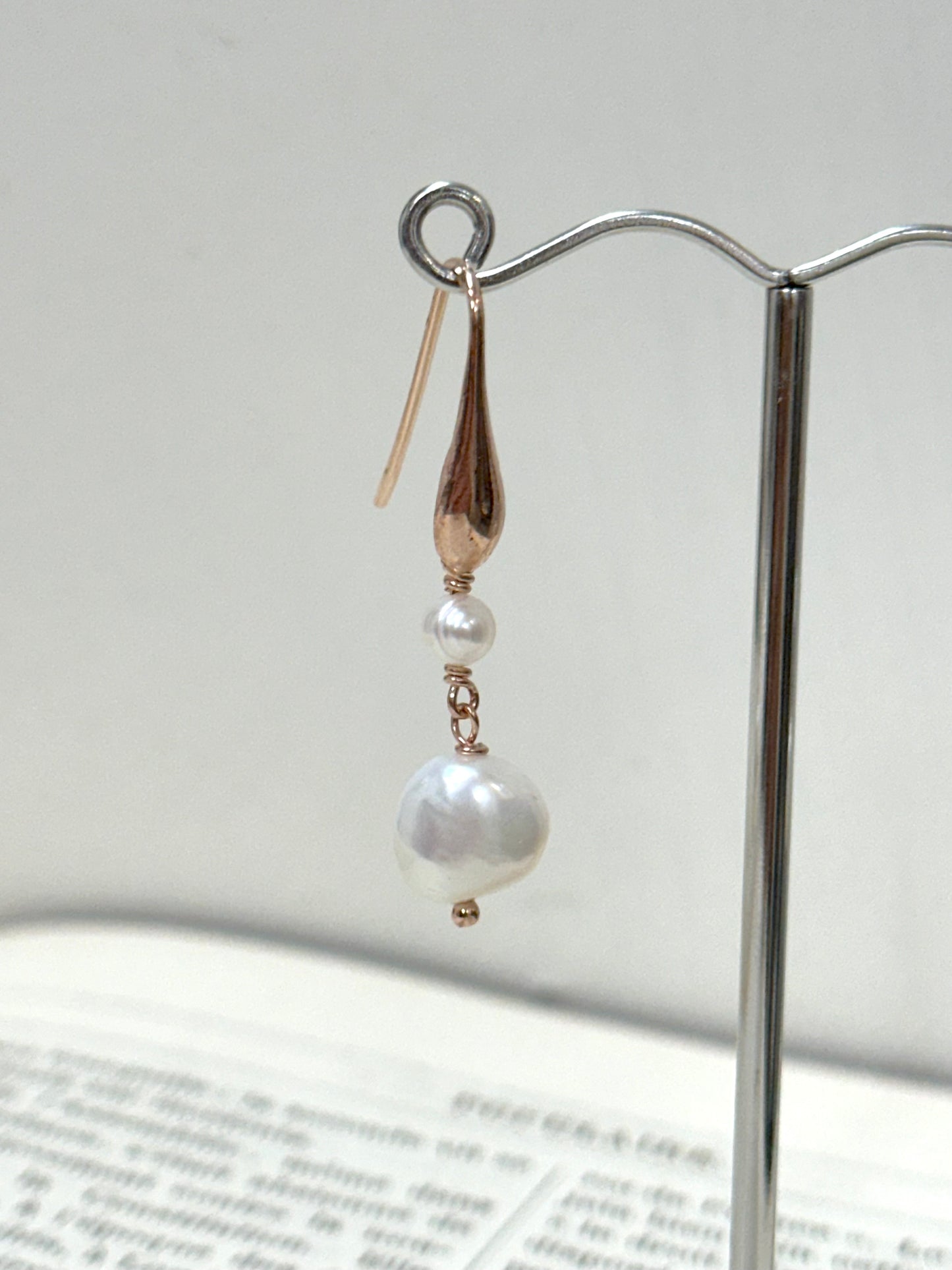 Italian Double Pearl Drop Earrings