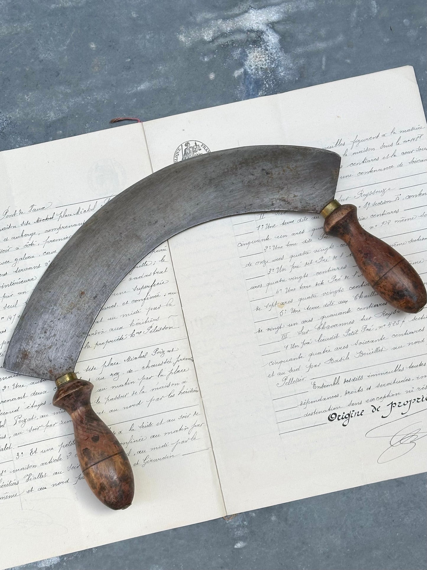 Antique French 'Mezzaluna' Knife Set