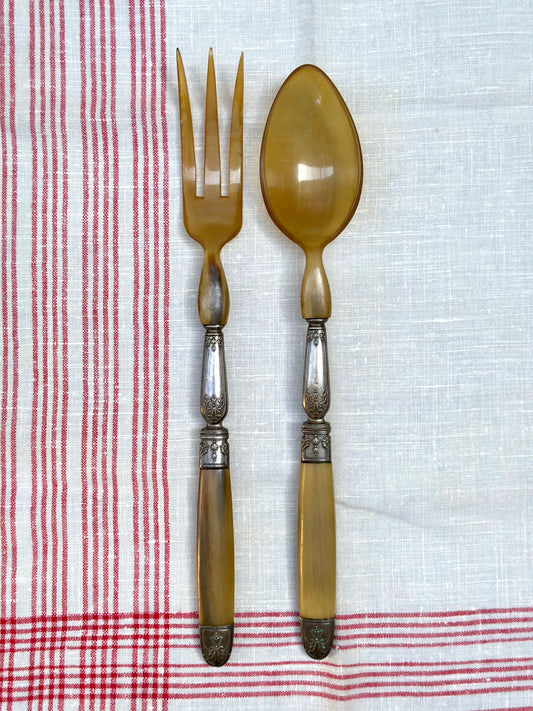 Antique French 'Fayet, Vichy' Salad Server Set