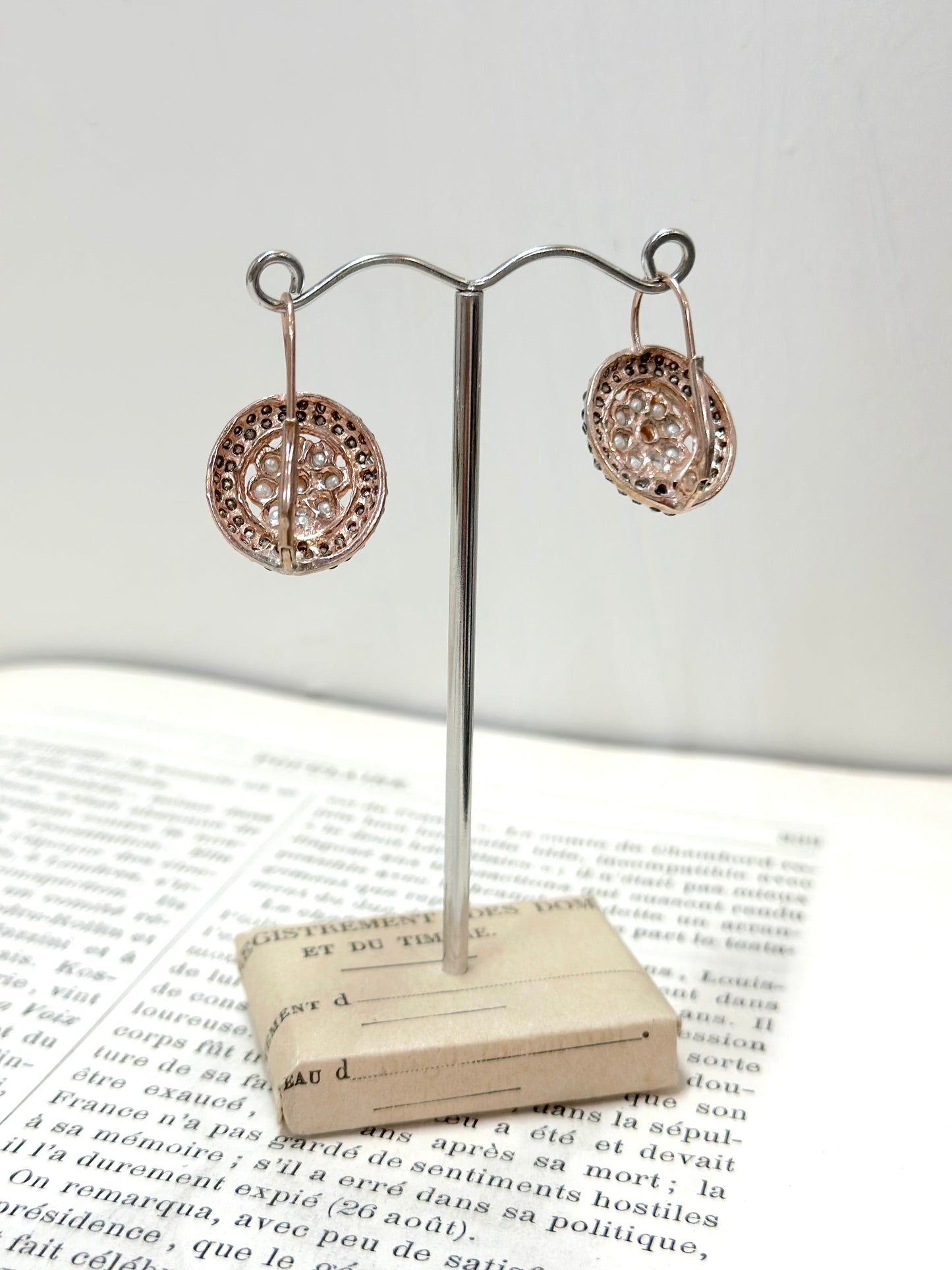 Italian Large Round Crystal Earrings With Pearl Centre