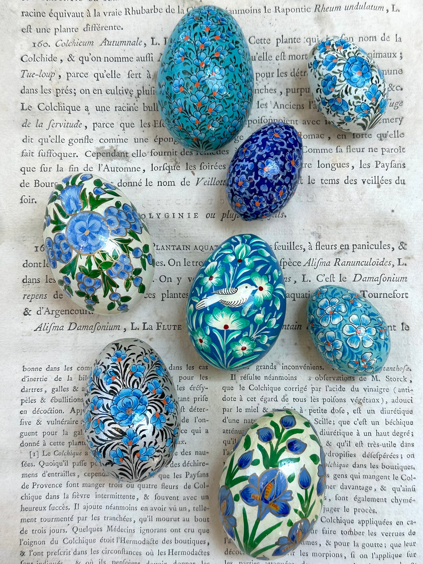 Hand Painted Easter Egg Set - Blue/Silver