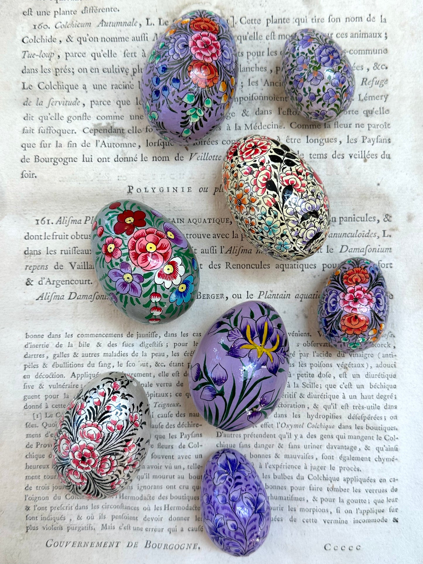 Hand Painted Easter Egg Set - Purple/Silver