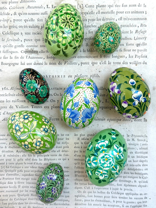 Hand Painted Easter Egg Set - Green