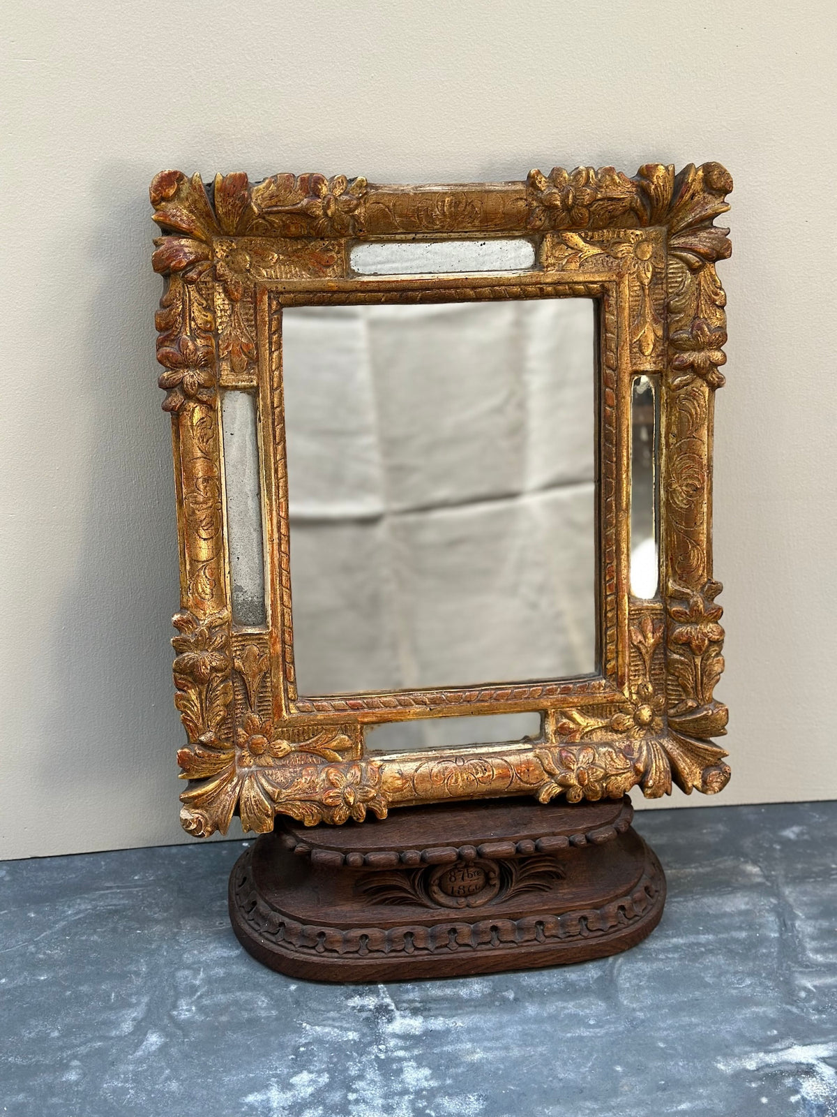 Antique French Petite Napoleon III Gold Gilt Mirror