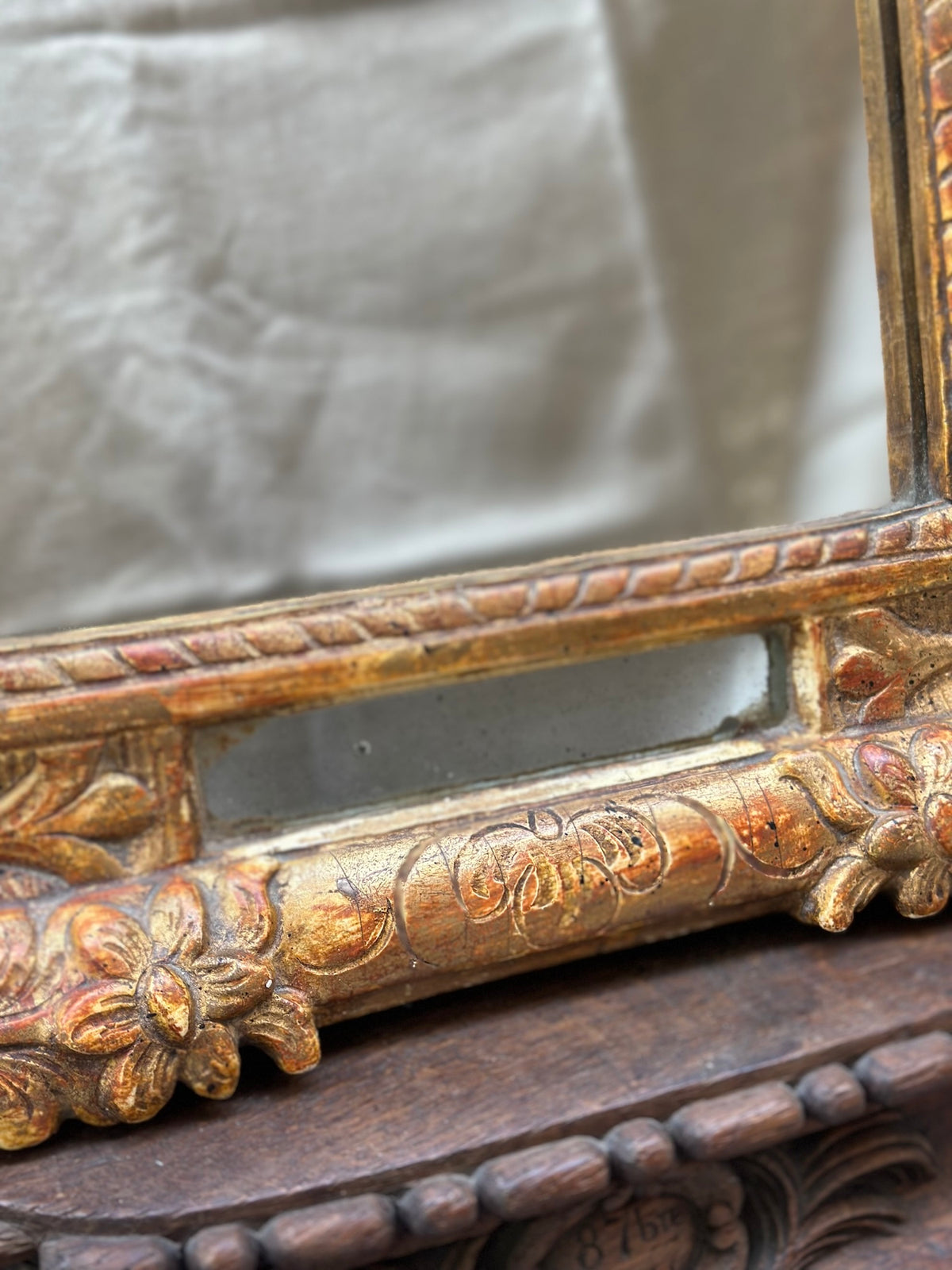 Antique French Petite Napoleon III Gold Gilt Mirror