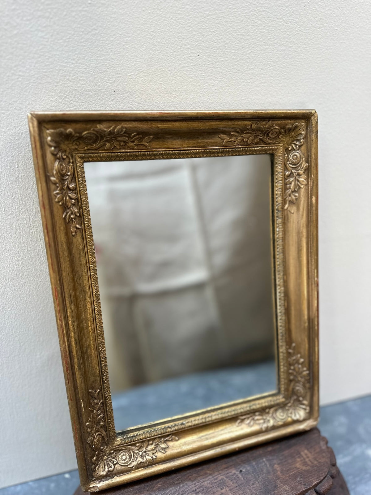 Antique French Gold Gilt Petite Mirror