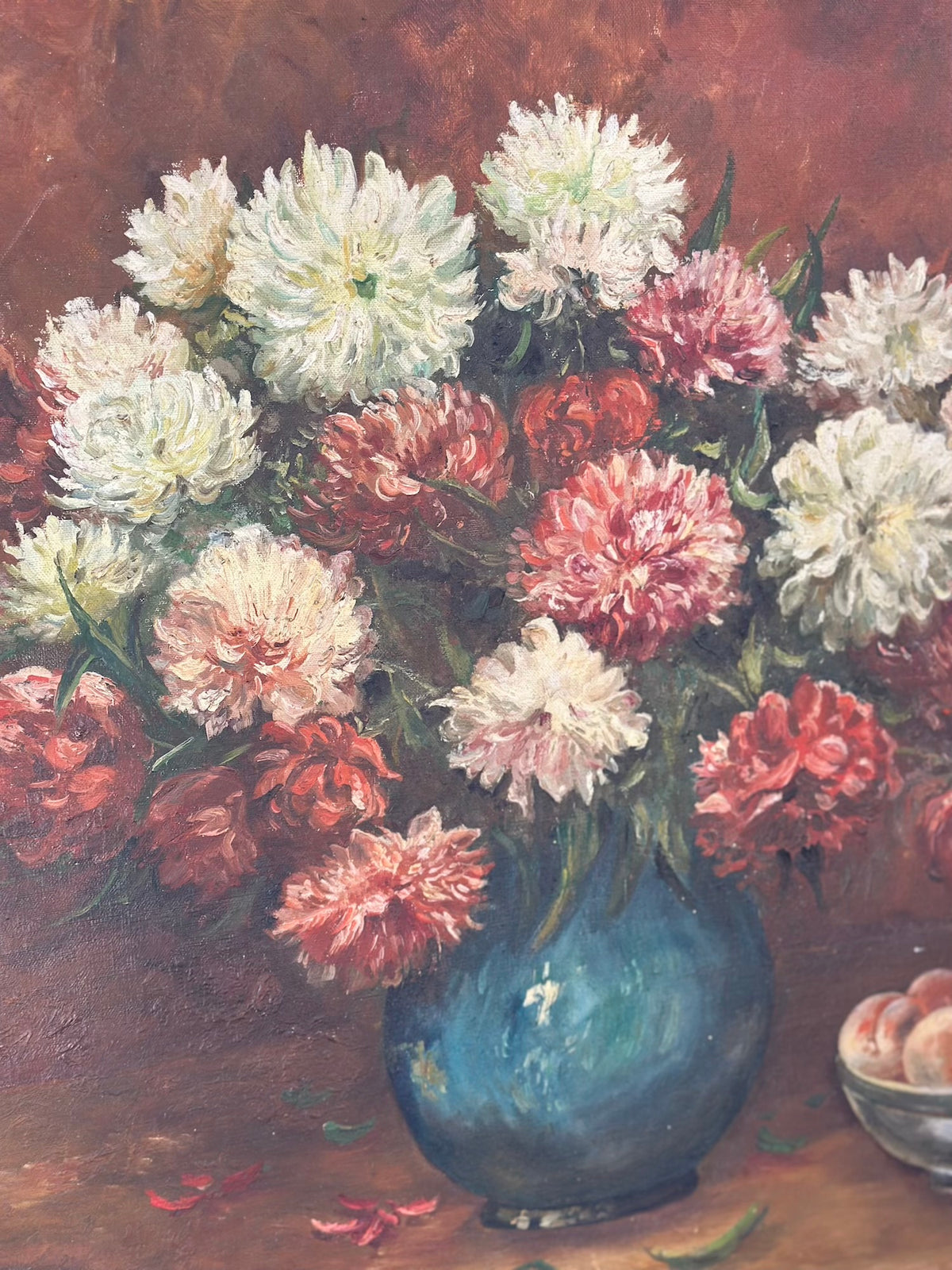 Antique European 'Chrysanthemum Vase' Still Life Painting