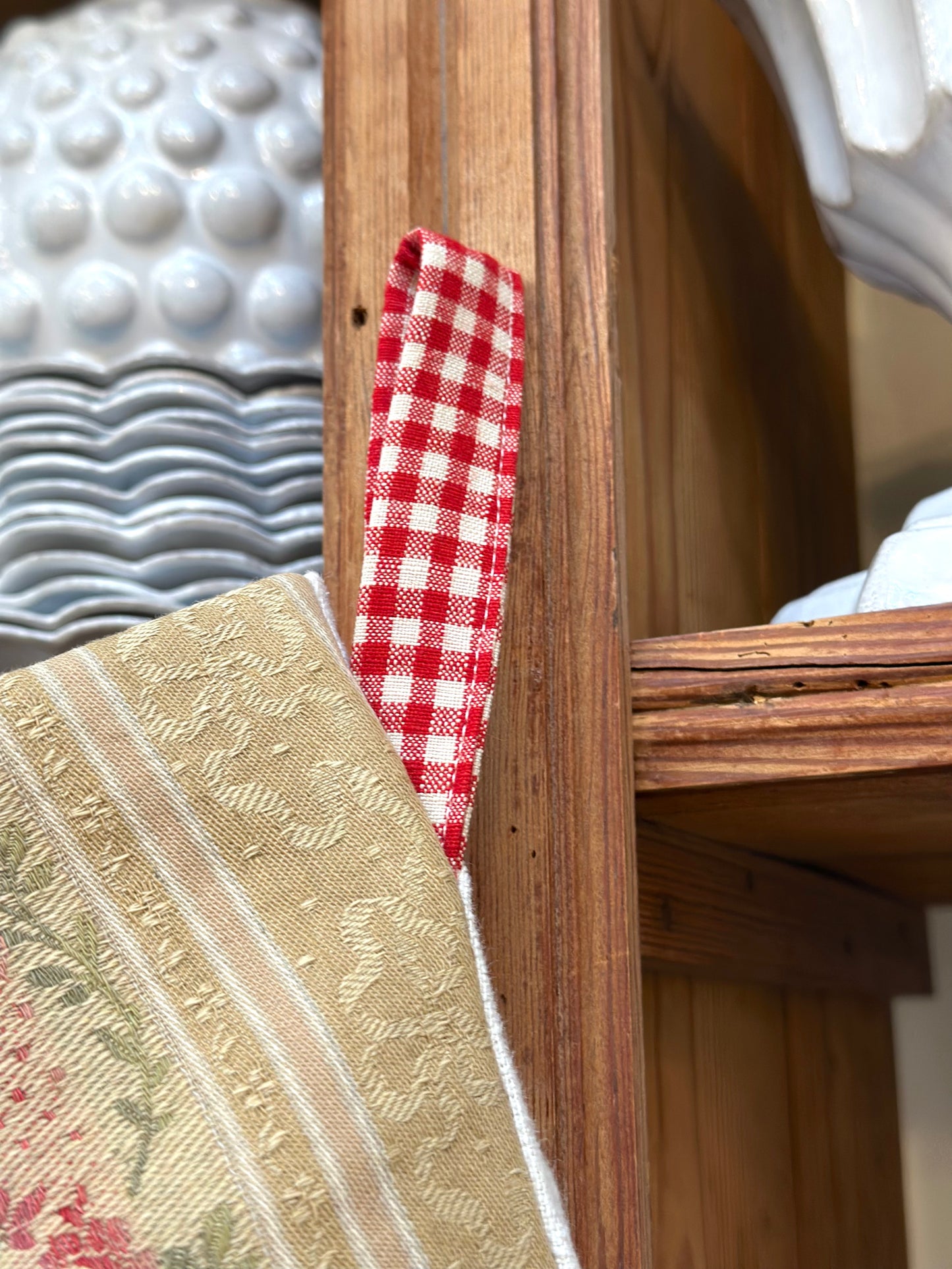 Handmade Christmas Stocking With Antique French Fabric - Raspberry Floral III