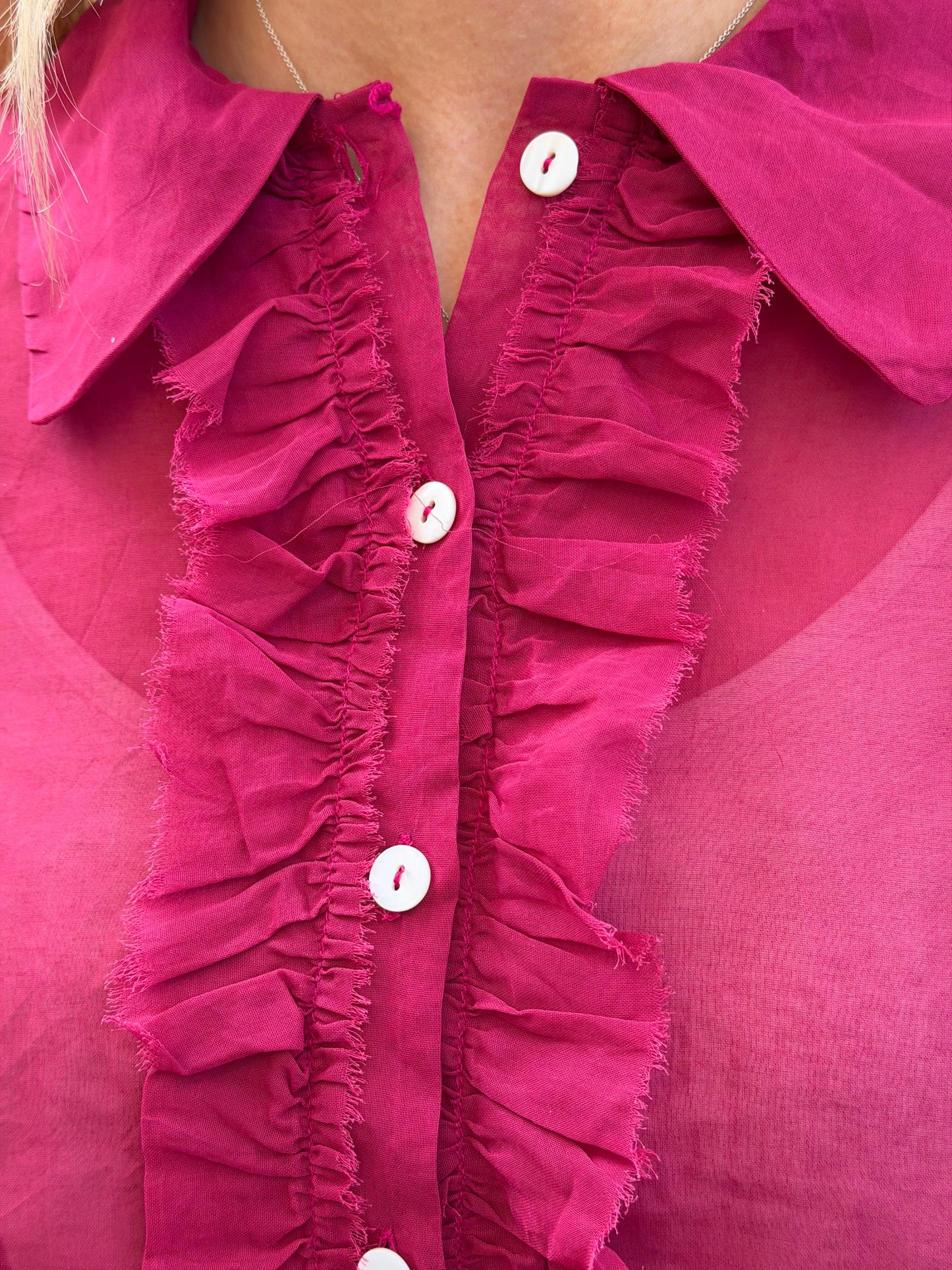 Sula Frill Front Party Shirt - Cherry
