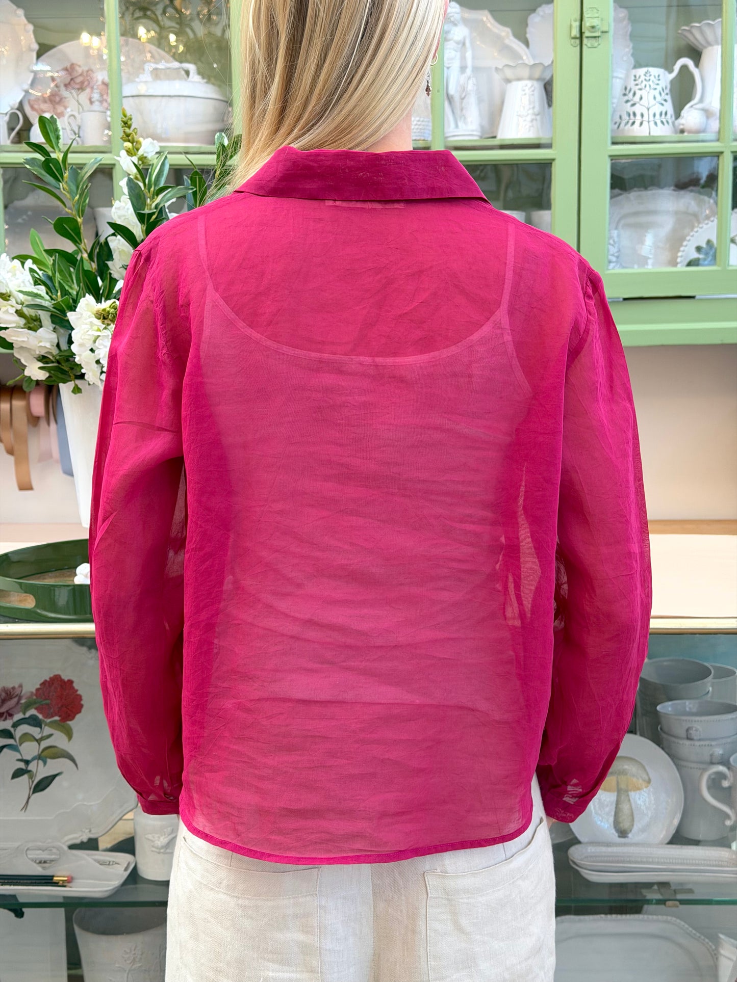 Sula Frill Front Party Shirt - Cherry