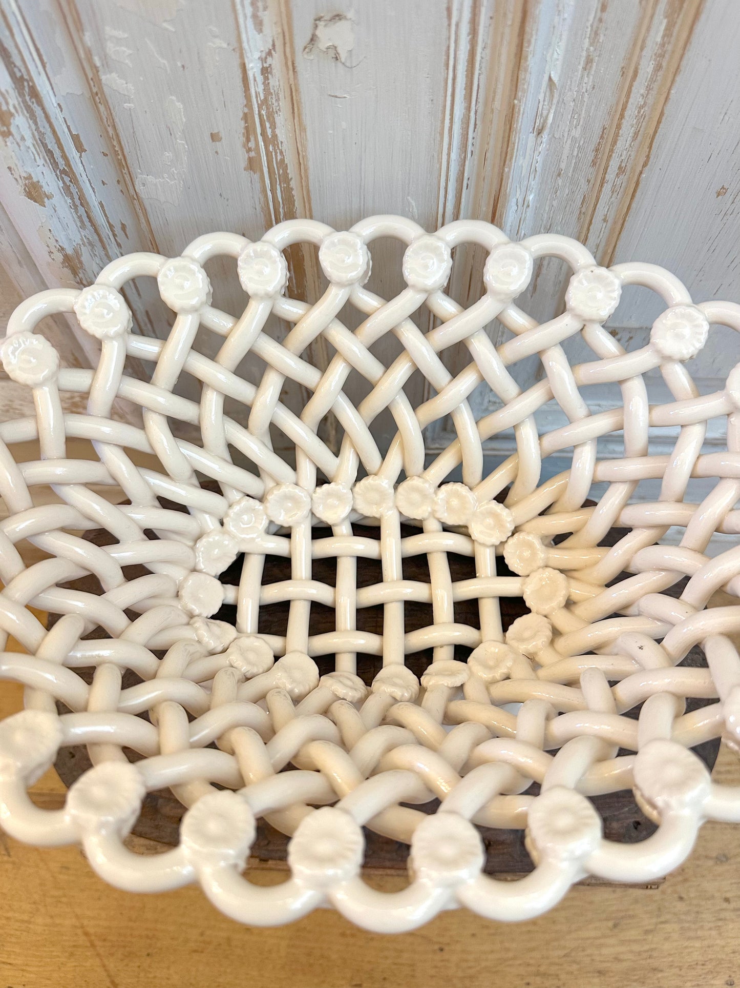 French Ceramic Woven Oval Basket - Sable