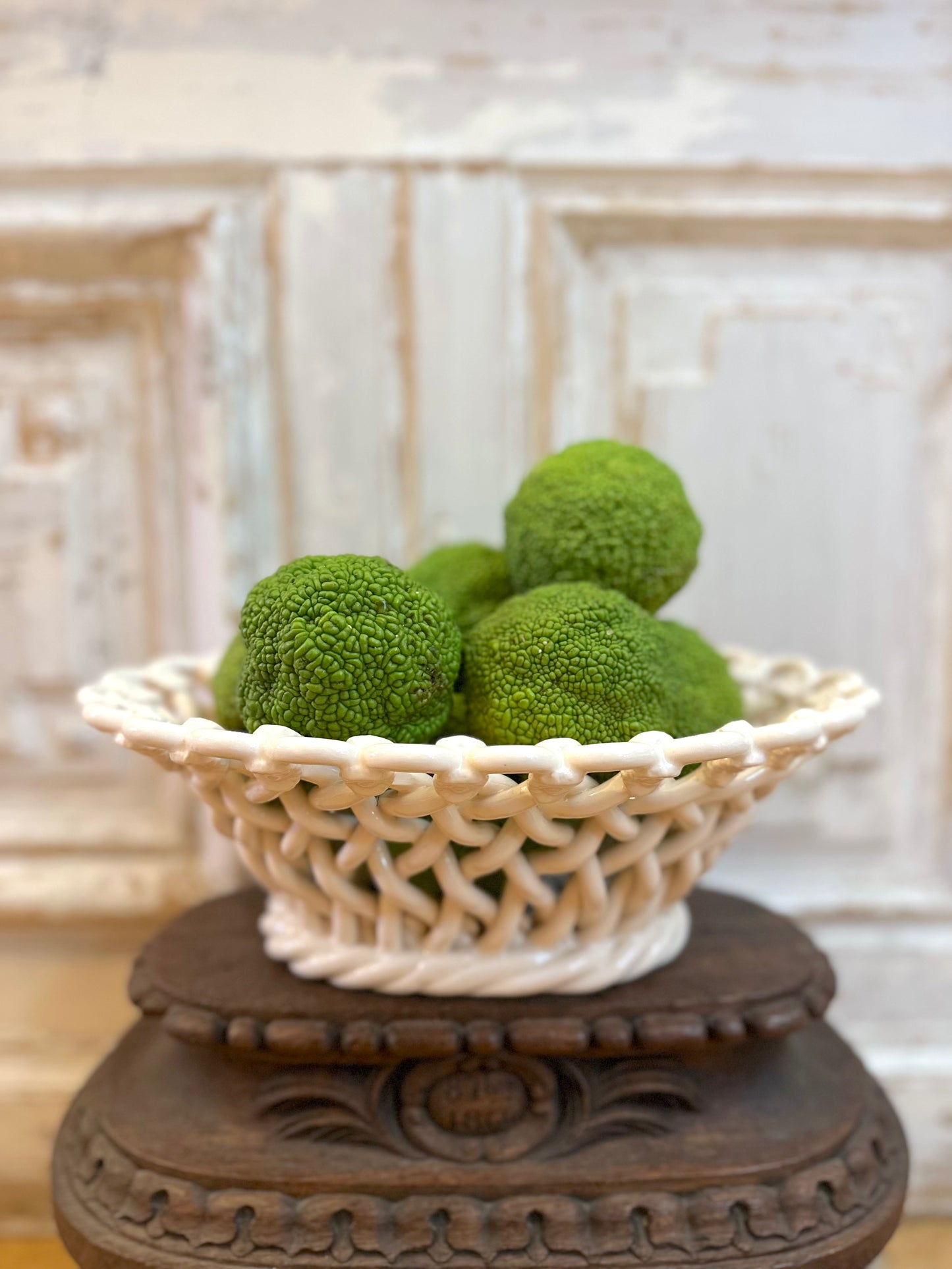 French Ceramic Woven Oval Basket - Sable