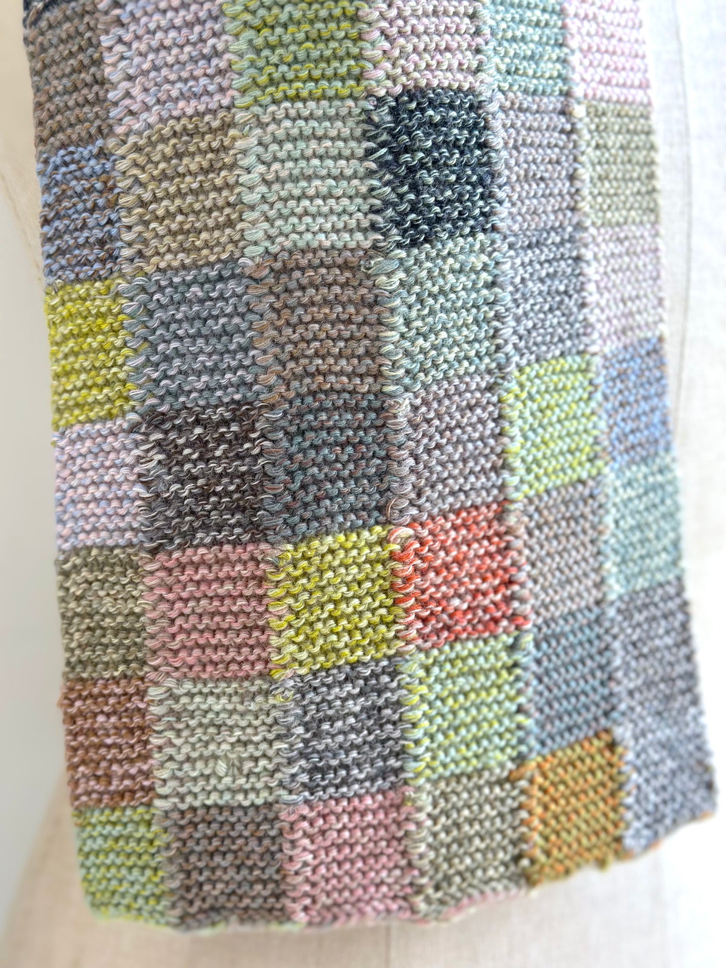 Sophie Digard Pastel Multi Check Crochet Wool Scarf