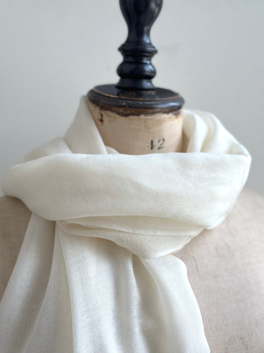 Sophie Digard Light Wool Scarf With Flowerbed Cross Stitch