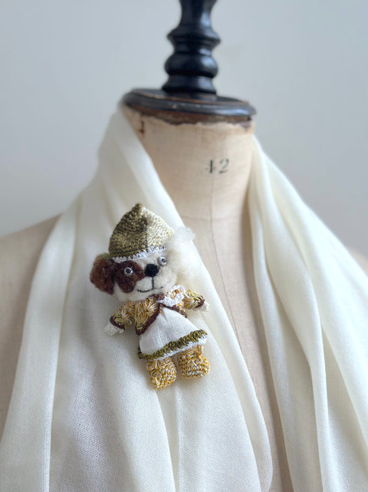 Sophie Digard Linen And Wool Brooch 'Markus'