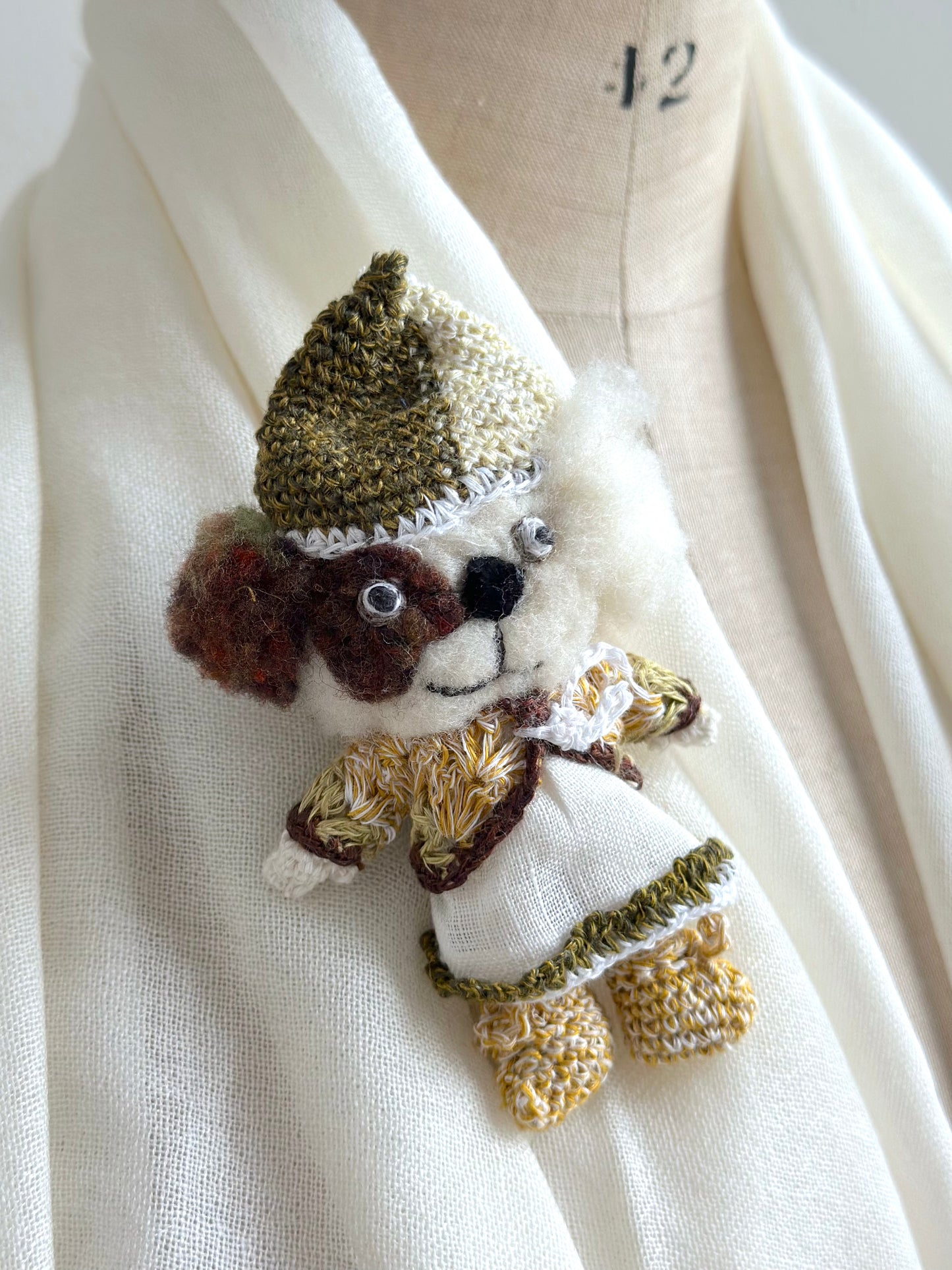Sophie Digard Linen And Wool Brooch 'Markus'