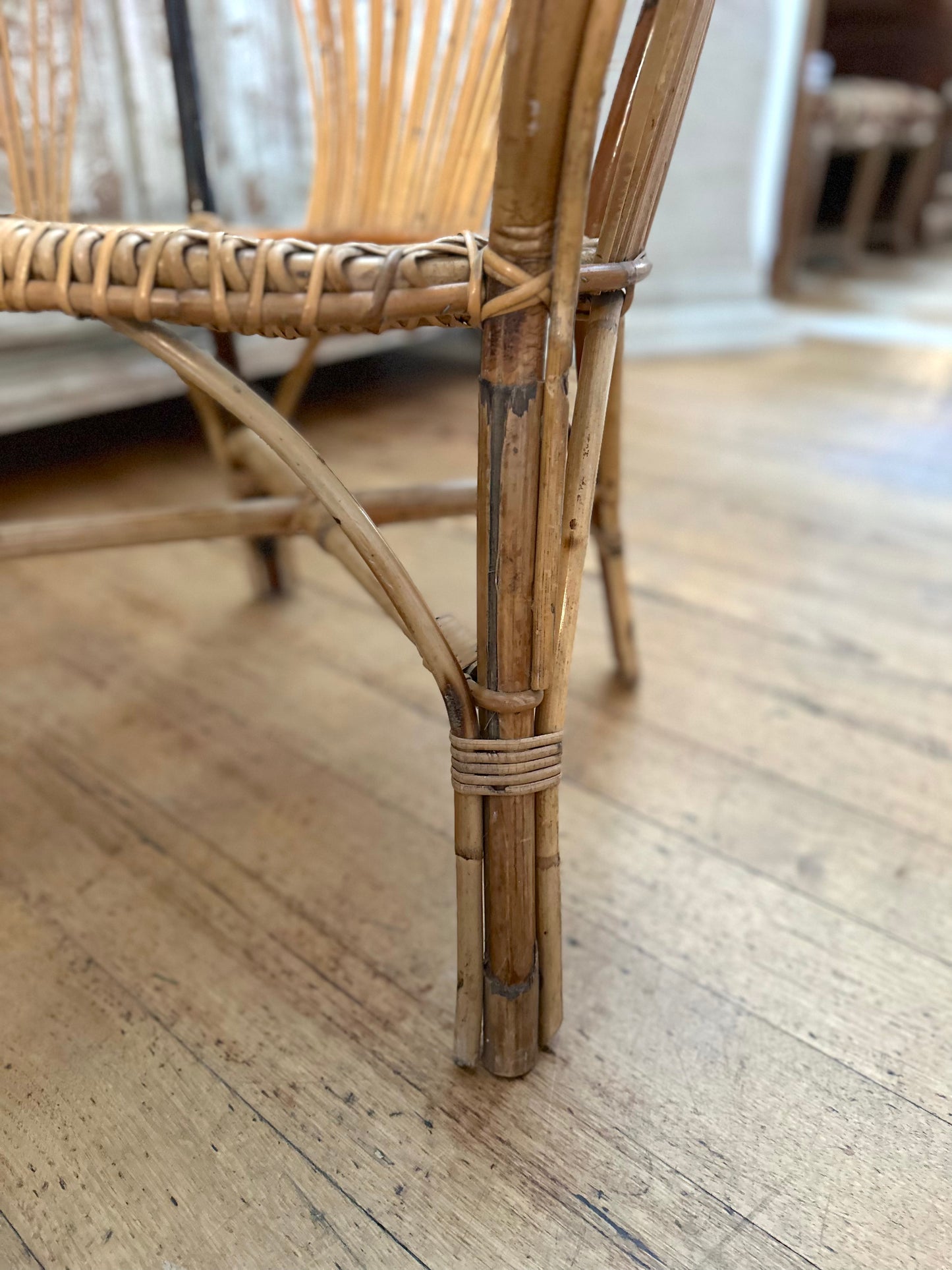 Vintage French Mid-Century Cane Occasional Chair