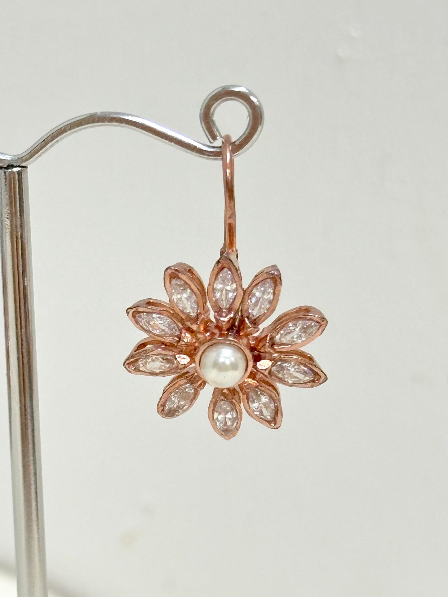 Italian Pearl & Crystal Flower Earrings