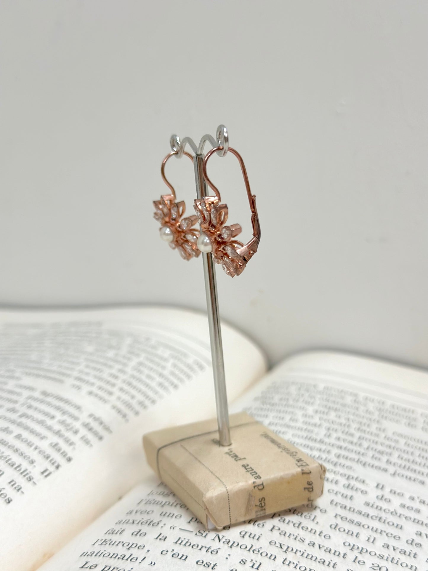 Italian Pearl & Crystal Flower Earrings