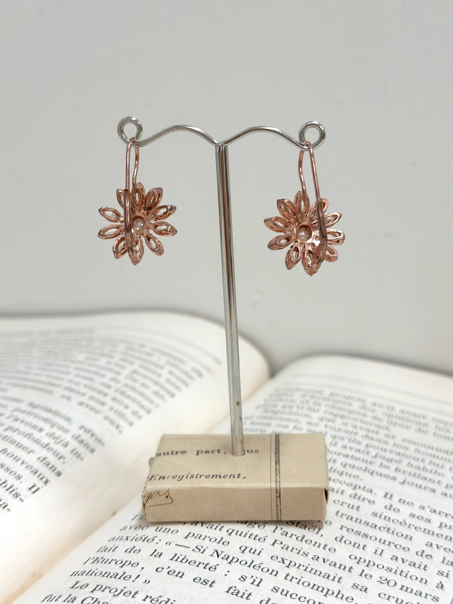 Italian Pearl & Crystal Flower Earrings