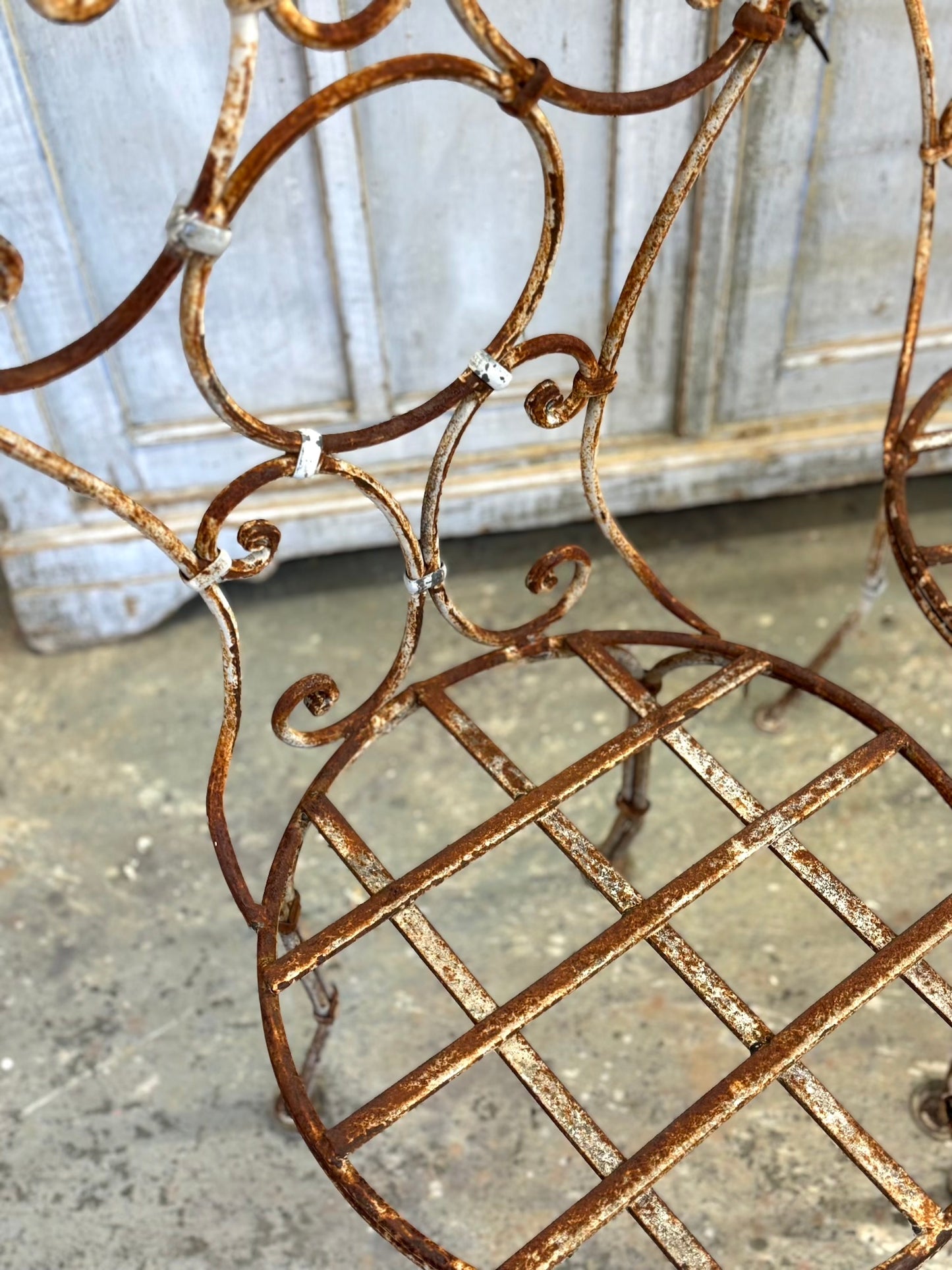 Antique French Pair Of Cast Iron Outdoor Chairs